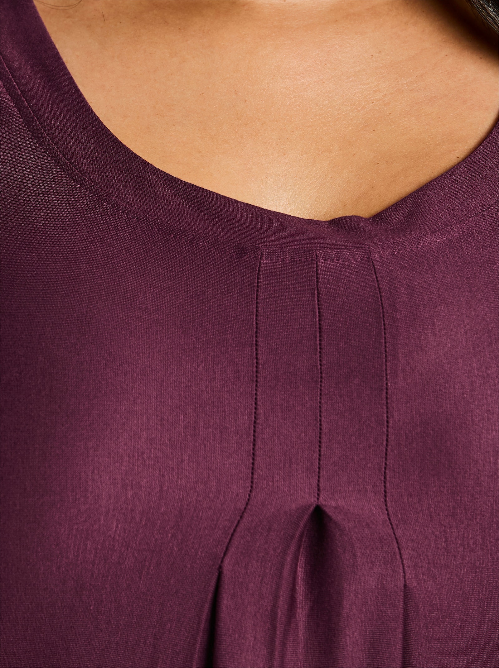 sheego A-Linien-Kleid mit Blätterprint am Saum - burgund-hummer-bedruckt