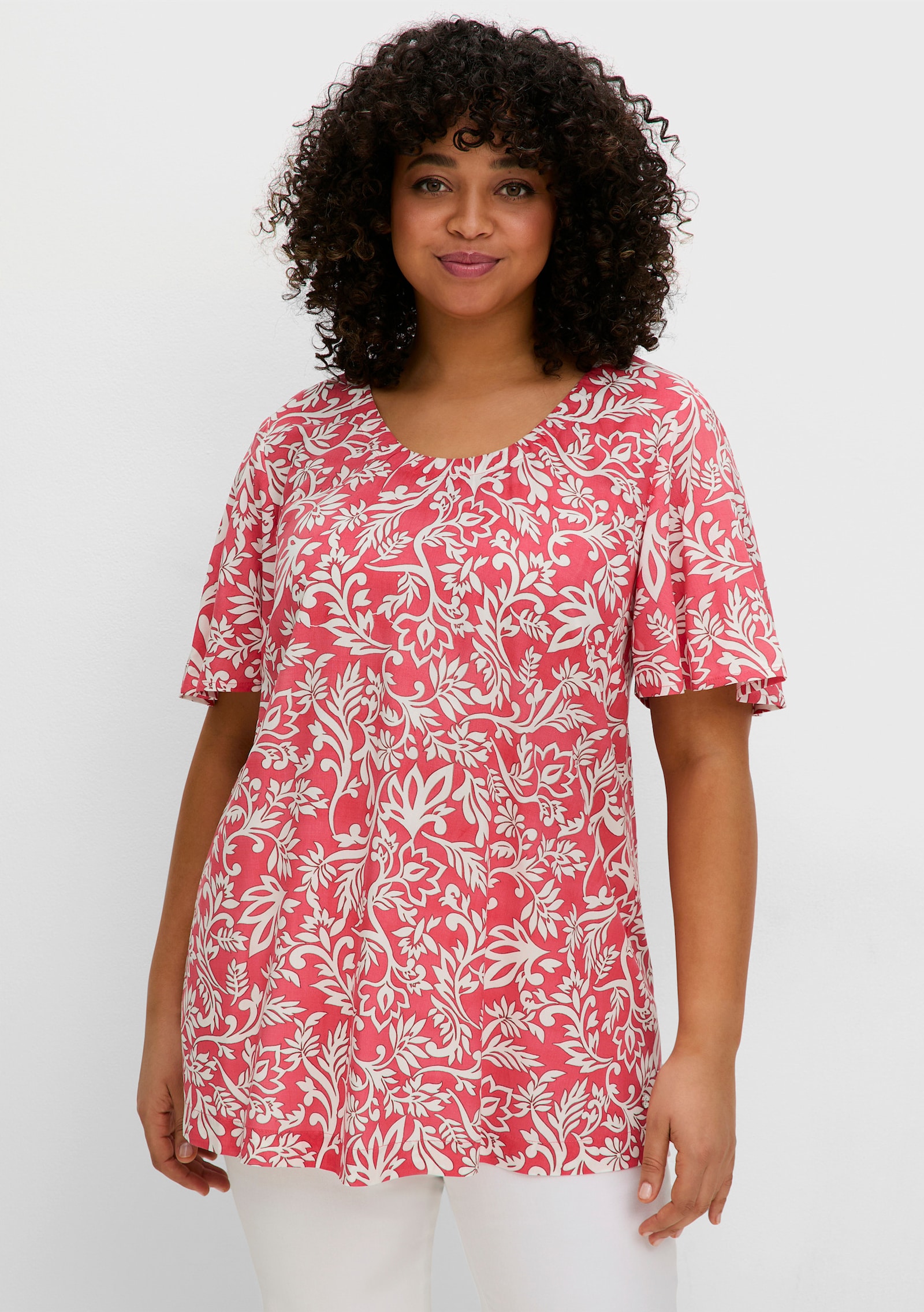 sheego Tunika mit Blätterprint - hummer-gemustert