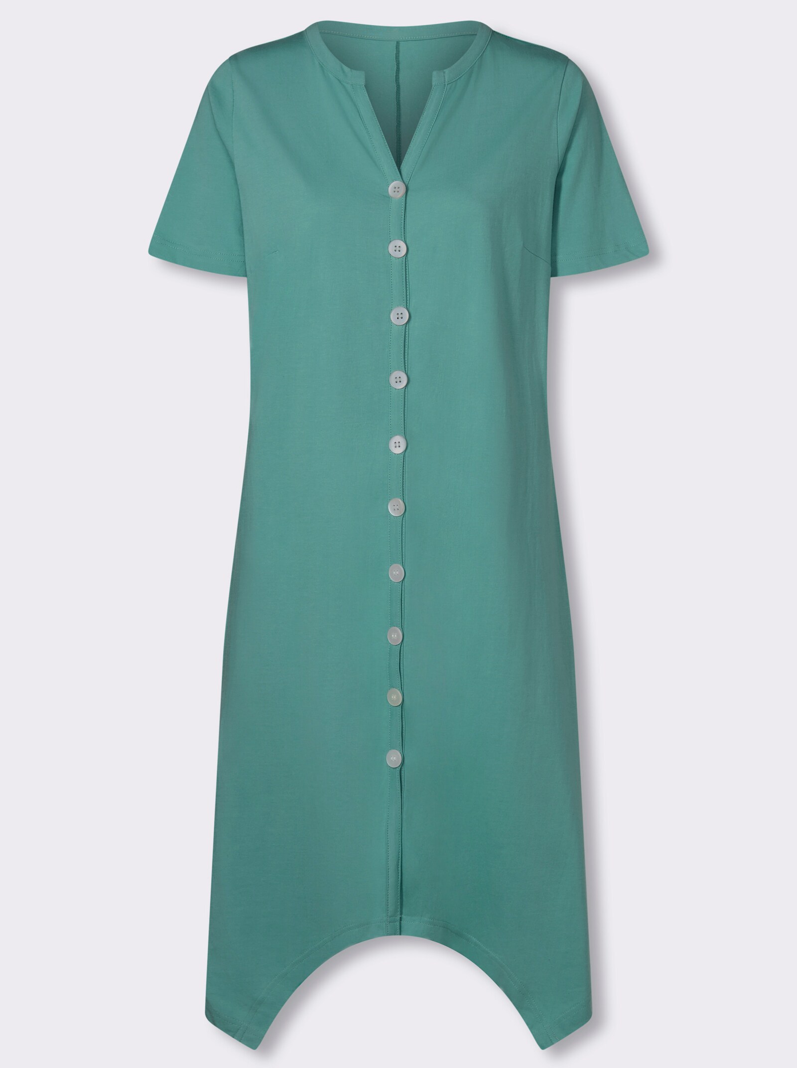 A-Linien-Kleid mit durchgehender Knopfleiste - salbei