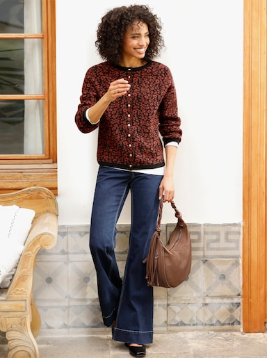 heine Vest van jacquard met luipaardpatroon - zwart/roodbruin gedessineerd