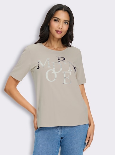 Kurzarmshirt mit Lettering-Folienprint - hellgrau
