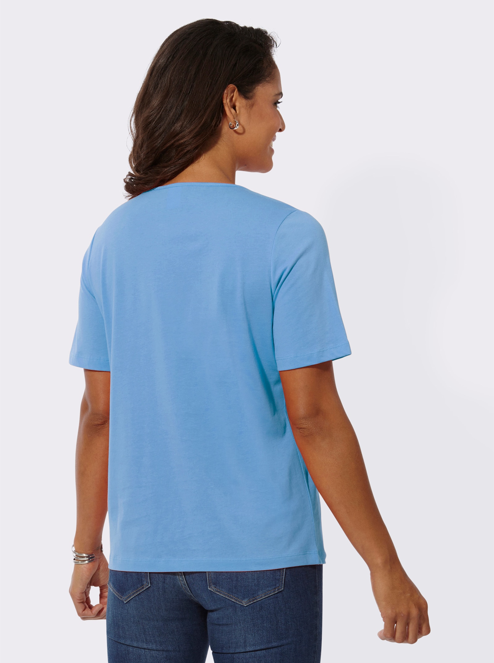 Shirt met korte mouwen van puur katoen - hemelsblauw