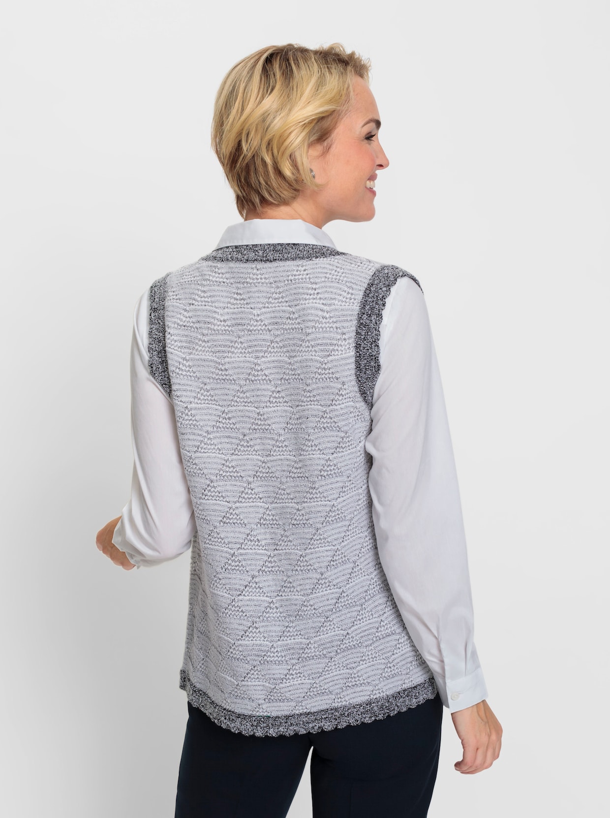 Vest - wit/zwart gedessineerd