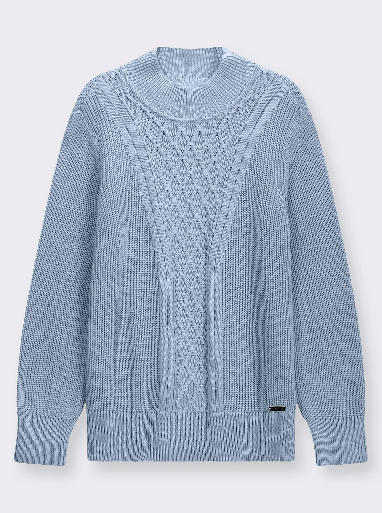 Stehkragenpullover mit Rautenmuster - eisblau
