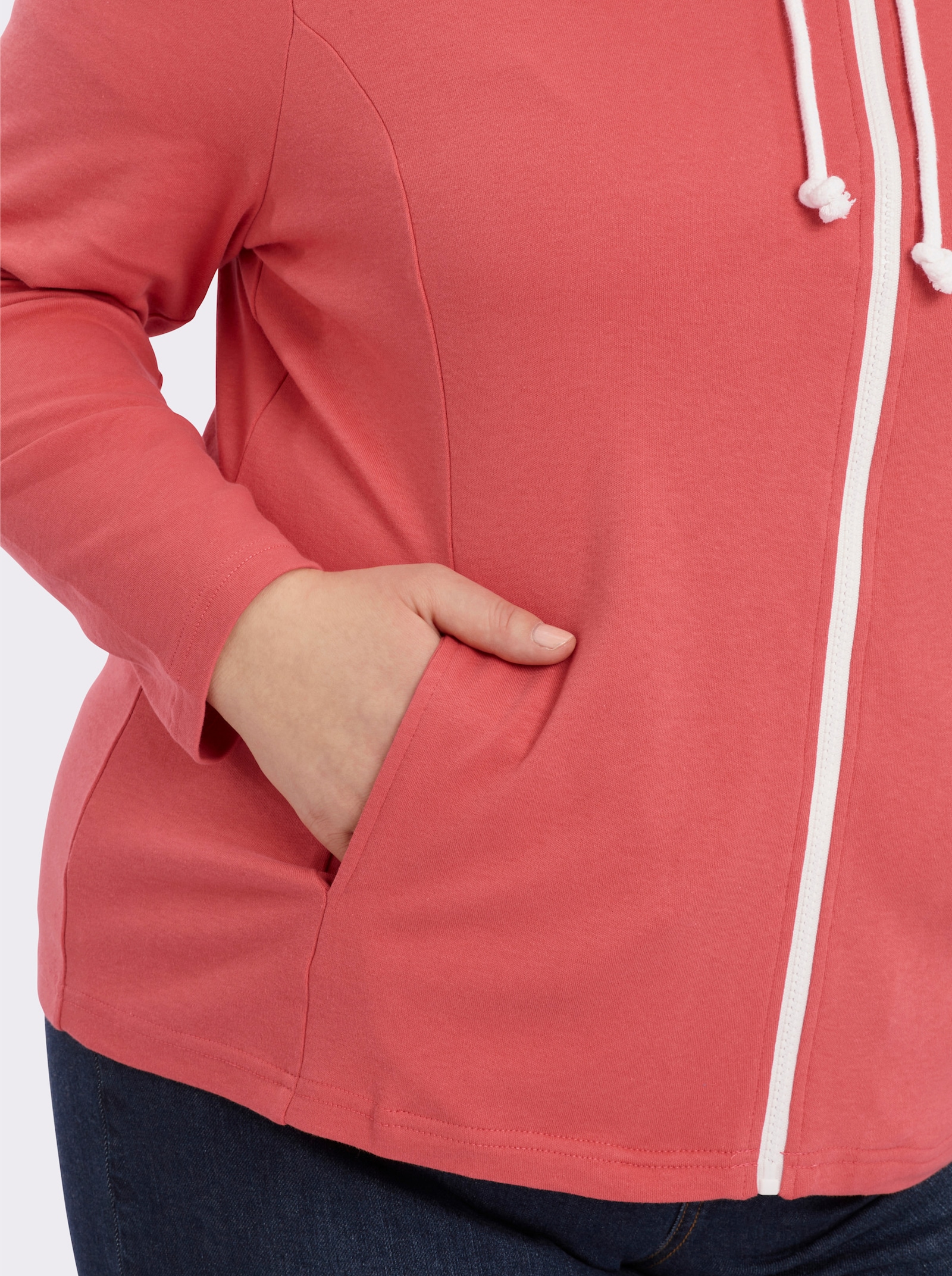 Sweatjacke aus Interlock-Jersey, formstabil - grapefruit