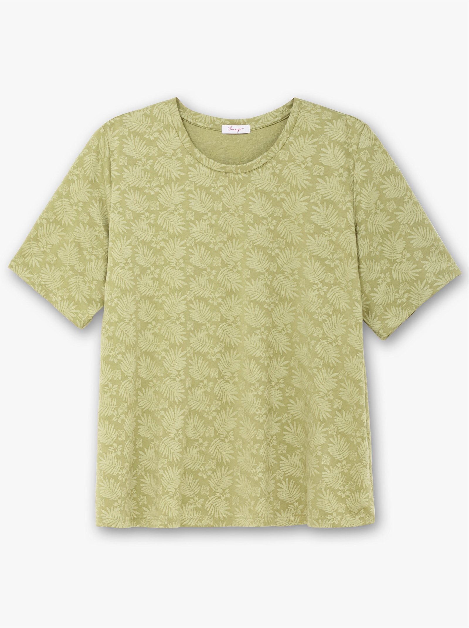 sheego Rundhalsshirt mit tonigem Jacquardmuster - schilf