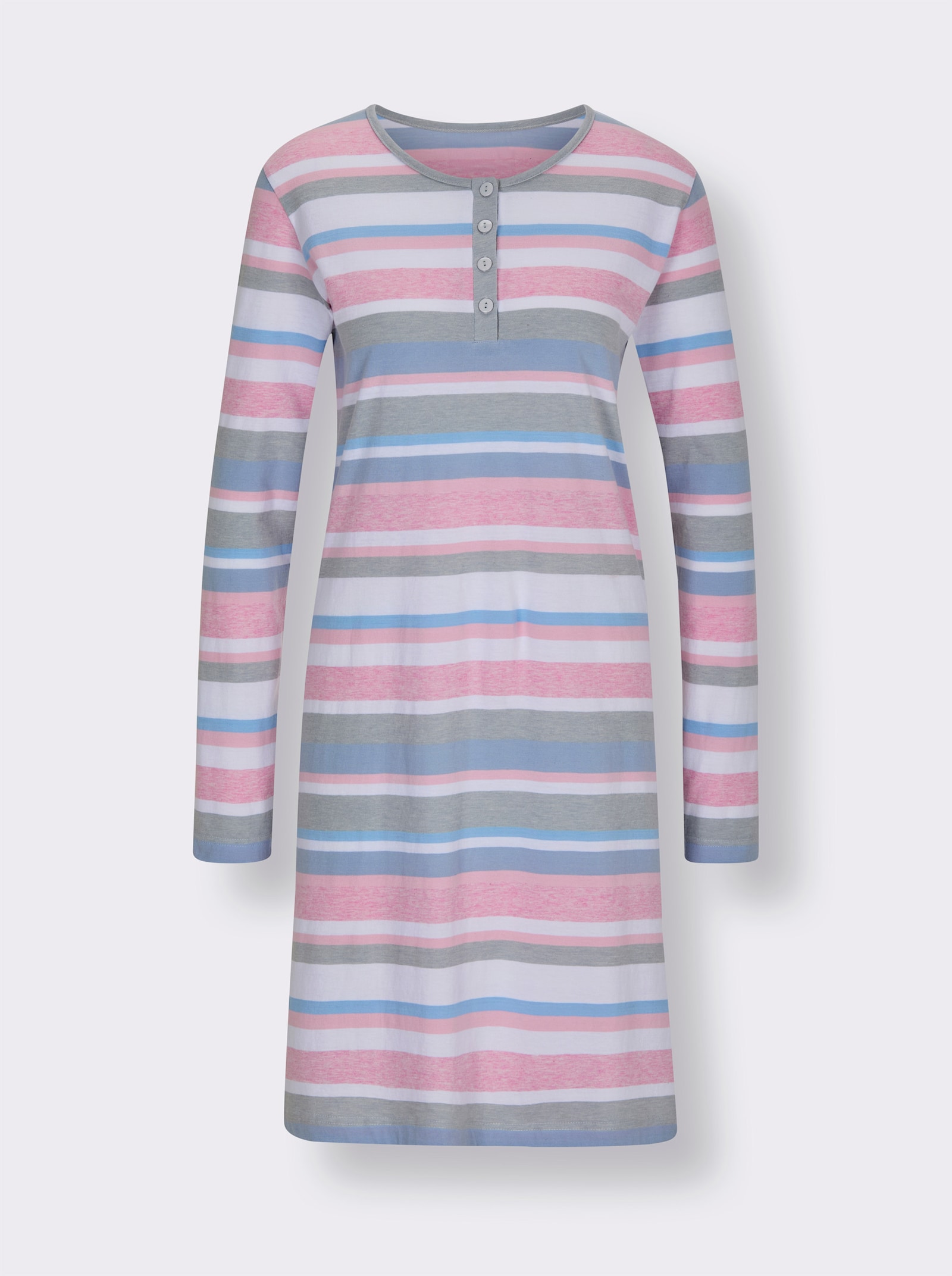Normann Nachthemd - grau-rosé-gestreift