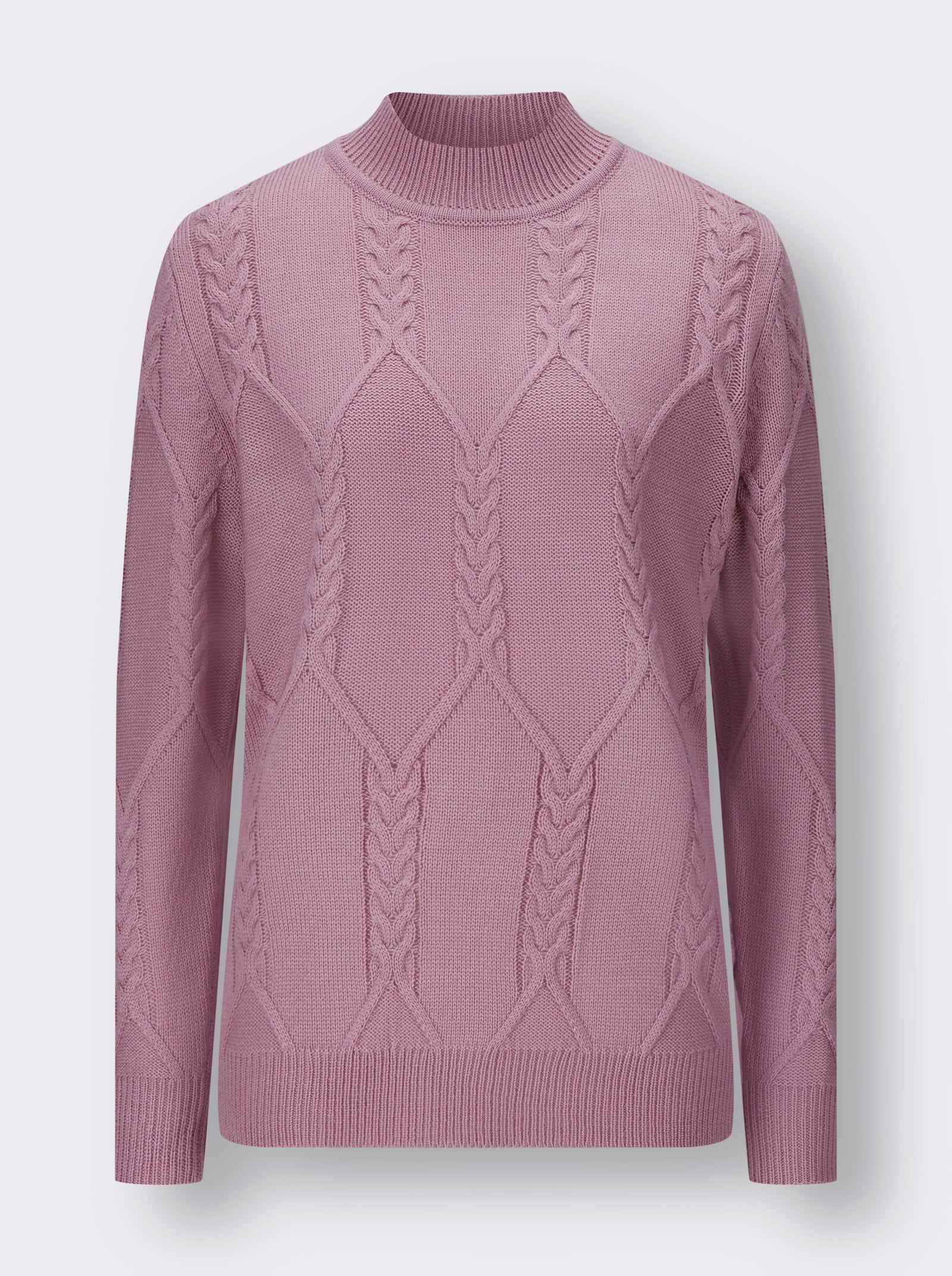 Langarm-Pullover mit Zopfmuster - mauve