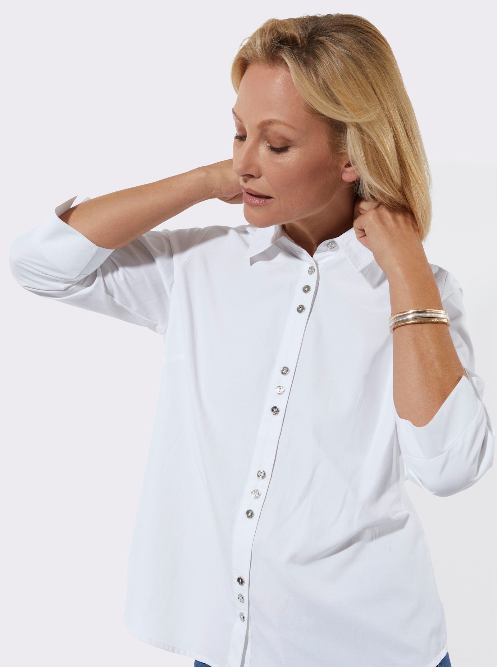 Hemdbluse mit 50% Baumwolle - ecru