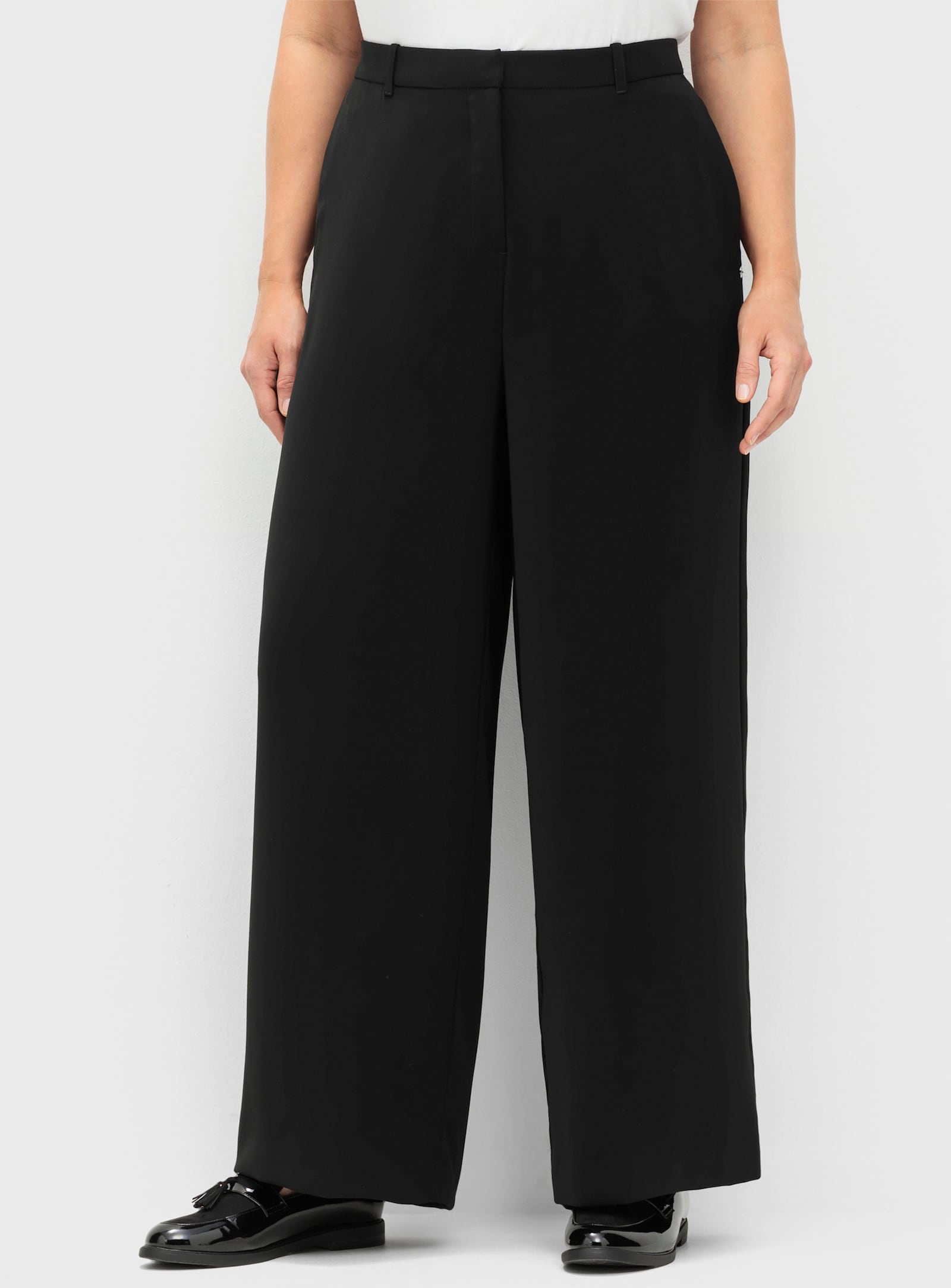 sheego Broek met wijde pijpen - zwart