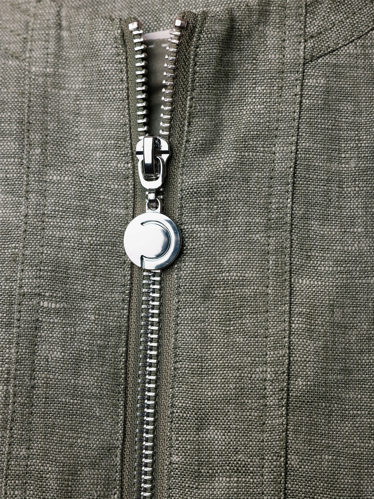 CREATION L PREMIUM Leinenblazer mit Reißverschluss-Taschen - khaki-weiß-meliert