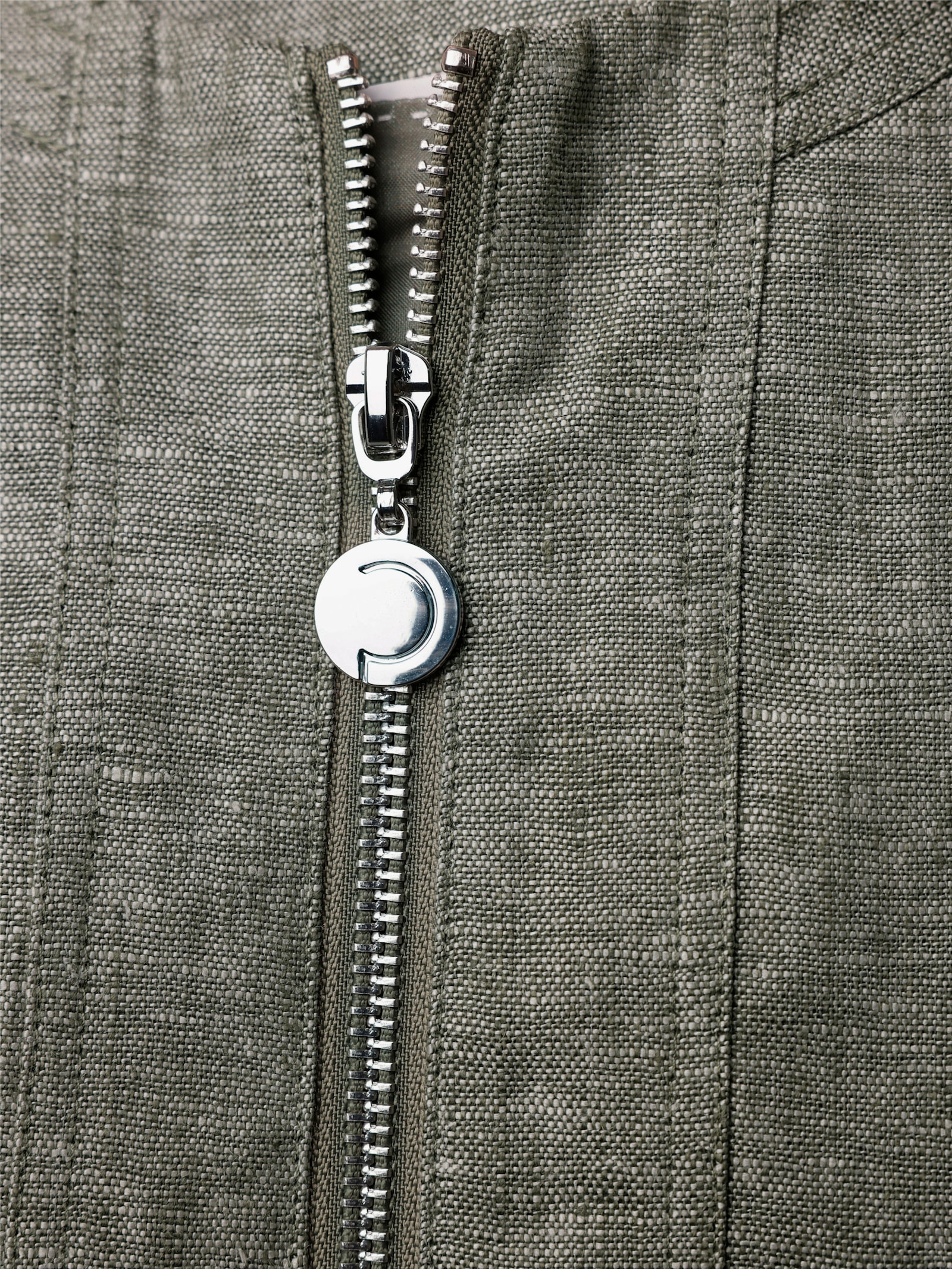 CREATION L PREMIUM Leinenblazer mit Reißverschluss-Taschen - khaki-weiß-meliert