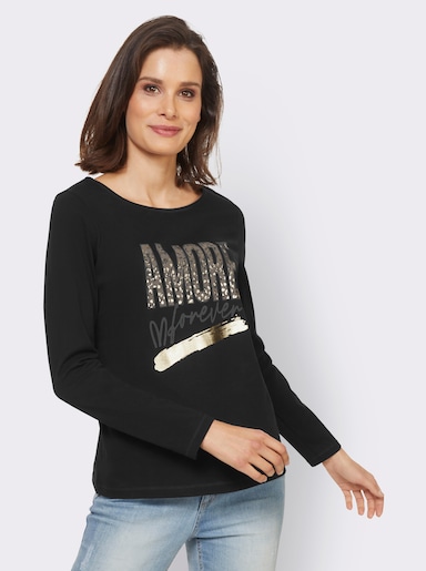 heine Langarmshirt mit AMORE-Schriftzug - schwarz
