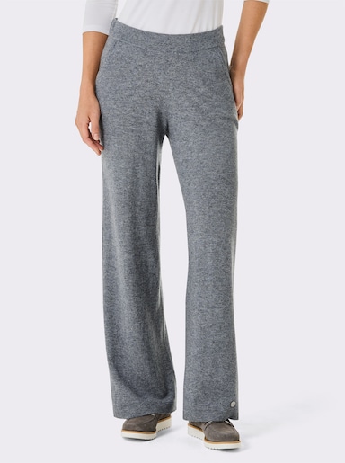 CREATION L PREMIUM Strickhose mit 90% Schurwolle und 10% Kaschmir - rauchblau-steingrau-meliert