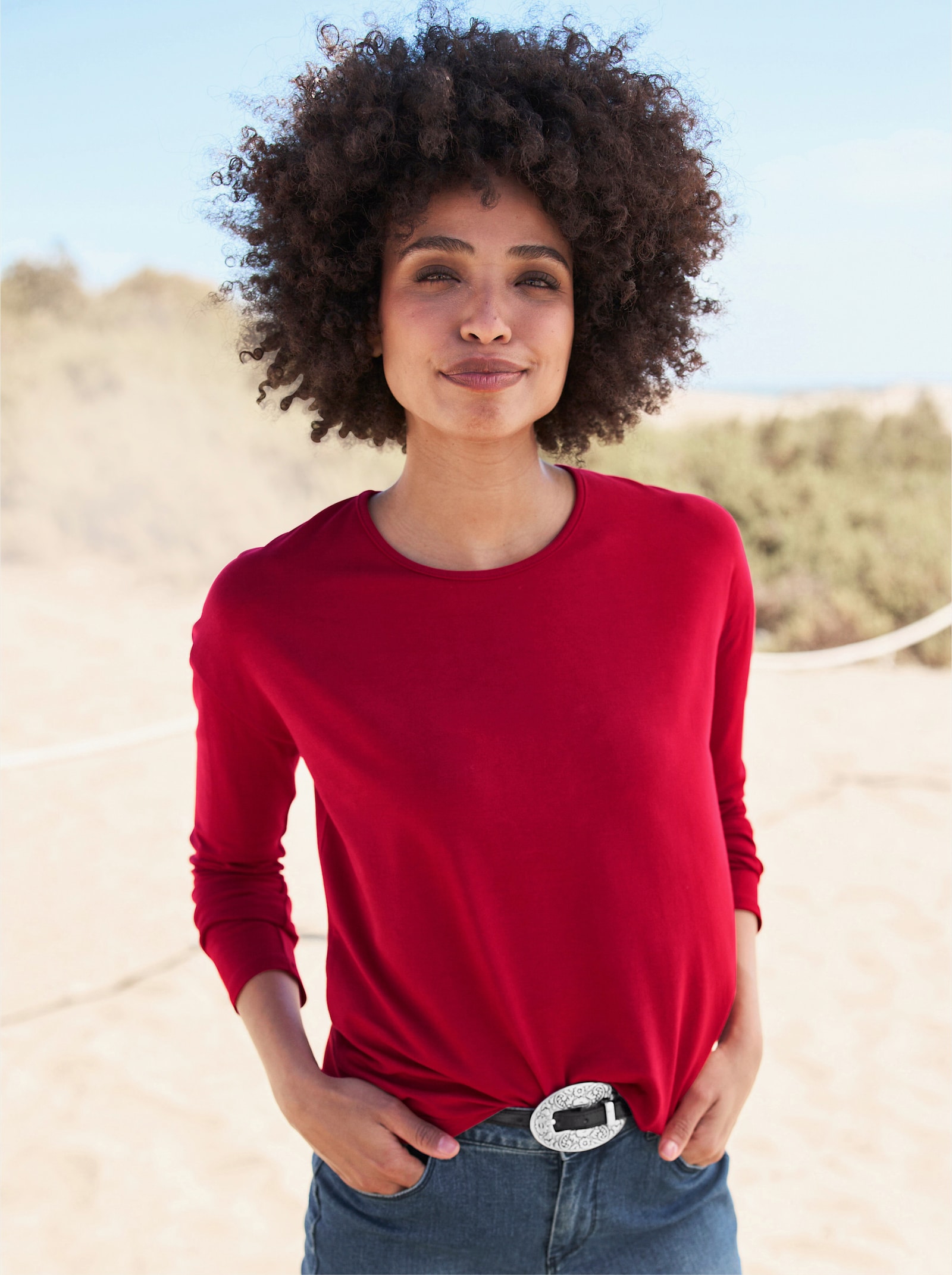 heine Rundhalsshirt in ECOVERO-Qualität - rot