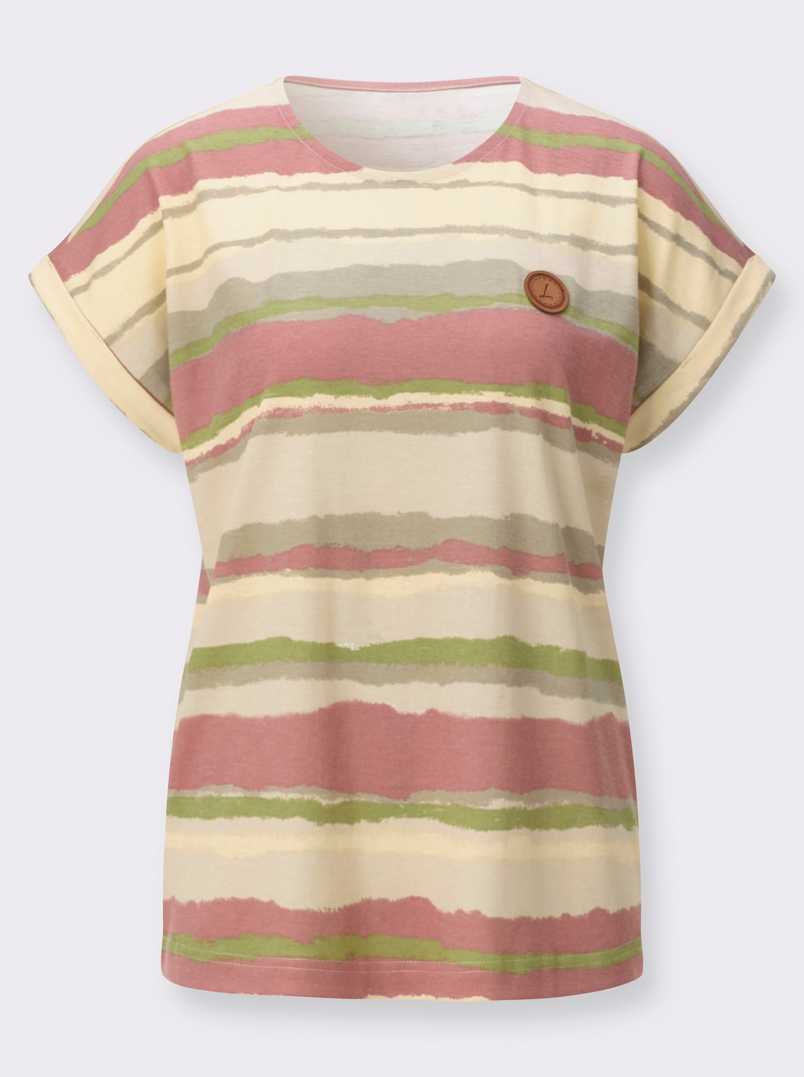 Shirt im mehrfarbigen Streifenmuster - rosenholz-sand-bedruckt