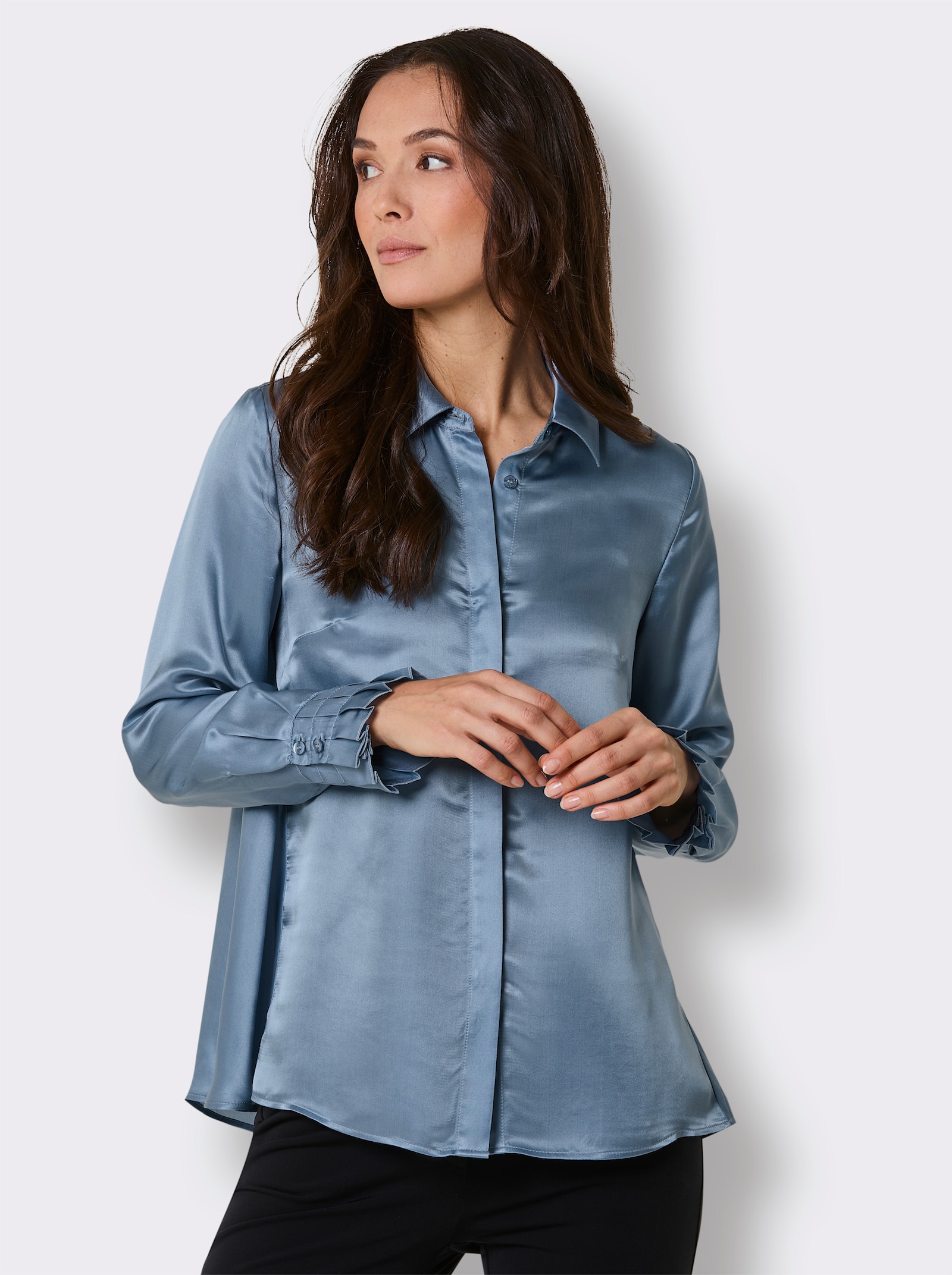 CREATION L PREMIUM Seidenbluse - bleu