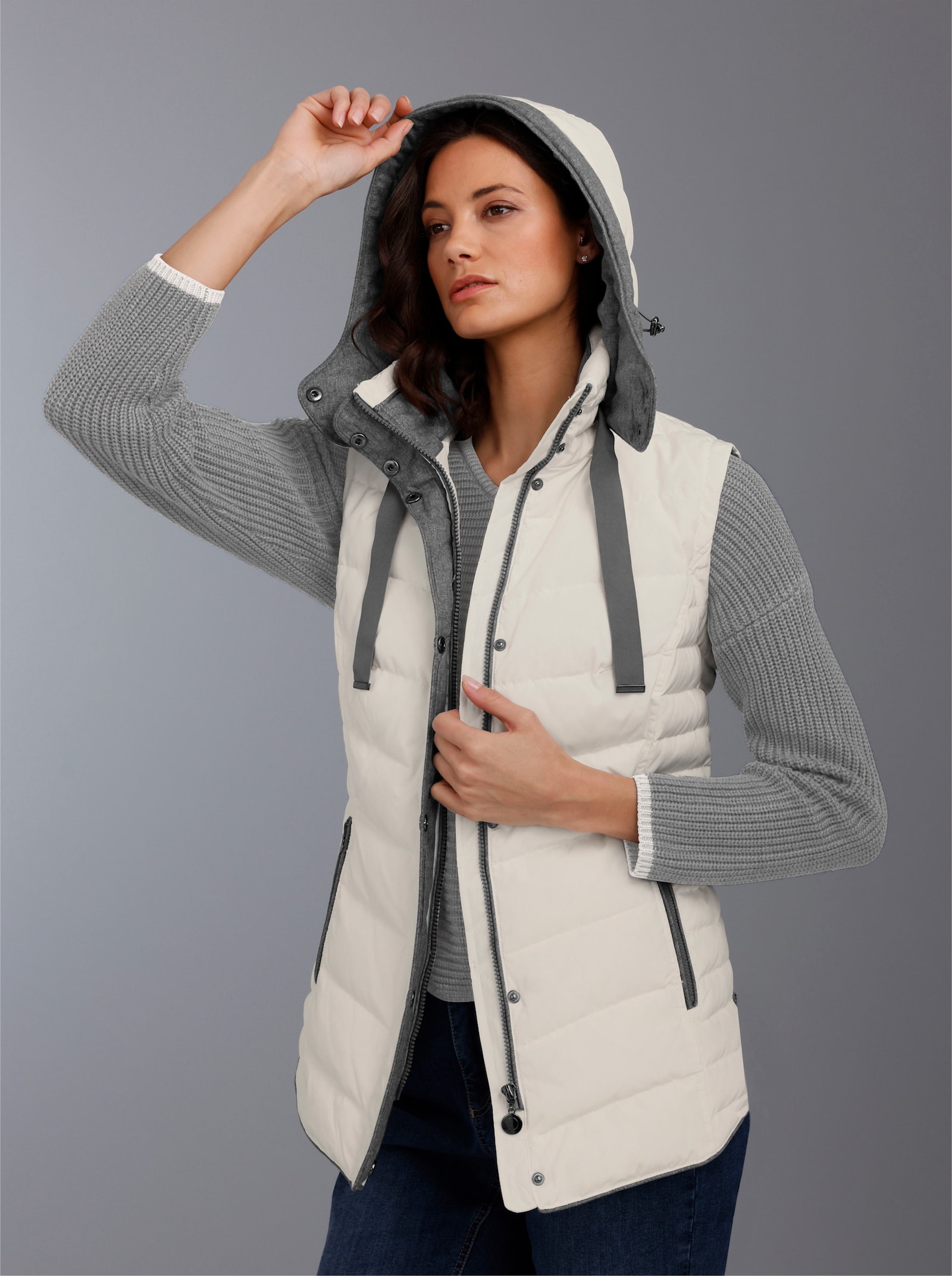 CREATION L PREMIUM Daunenjacke mit Westen-Funktion - ecru