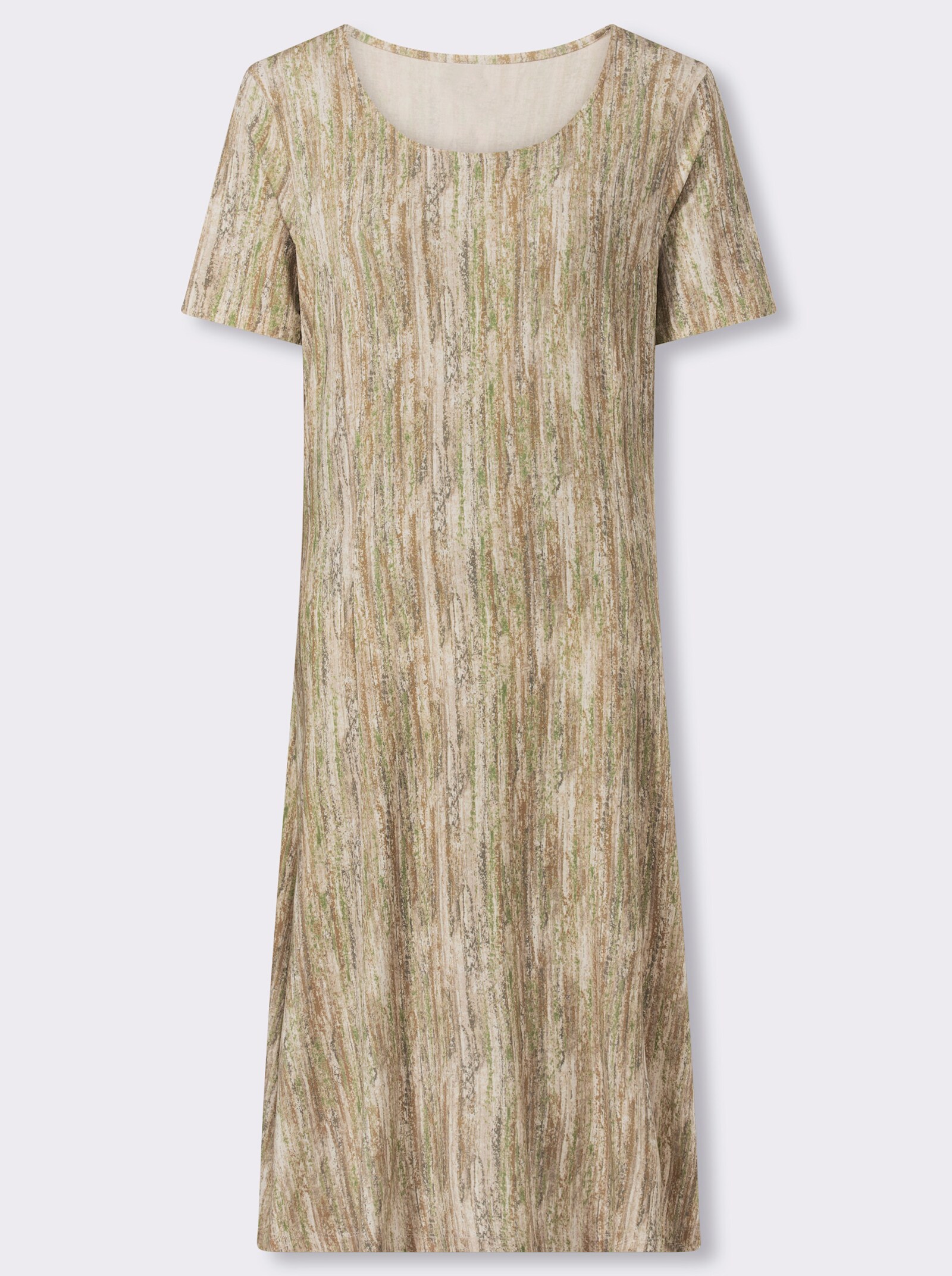 Jerseykleid in Viskose-Qualität - champagner-taupe-bedruckt