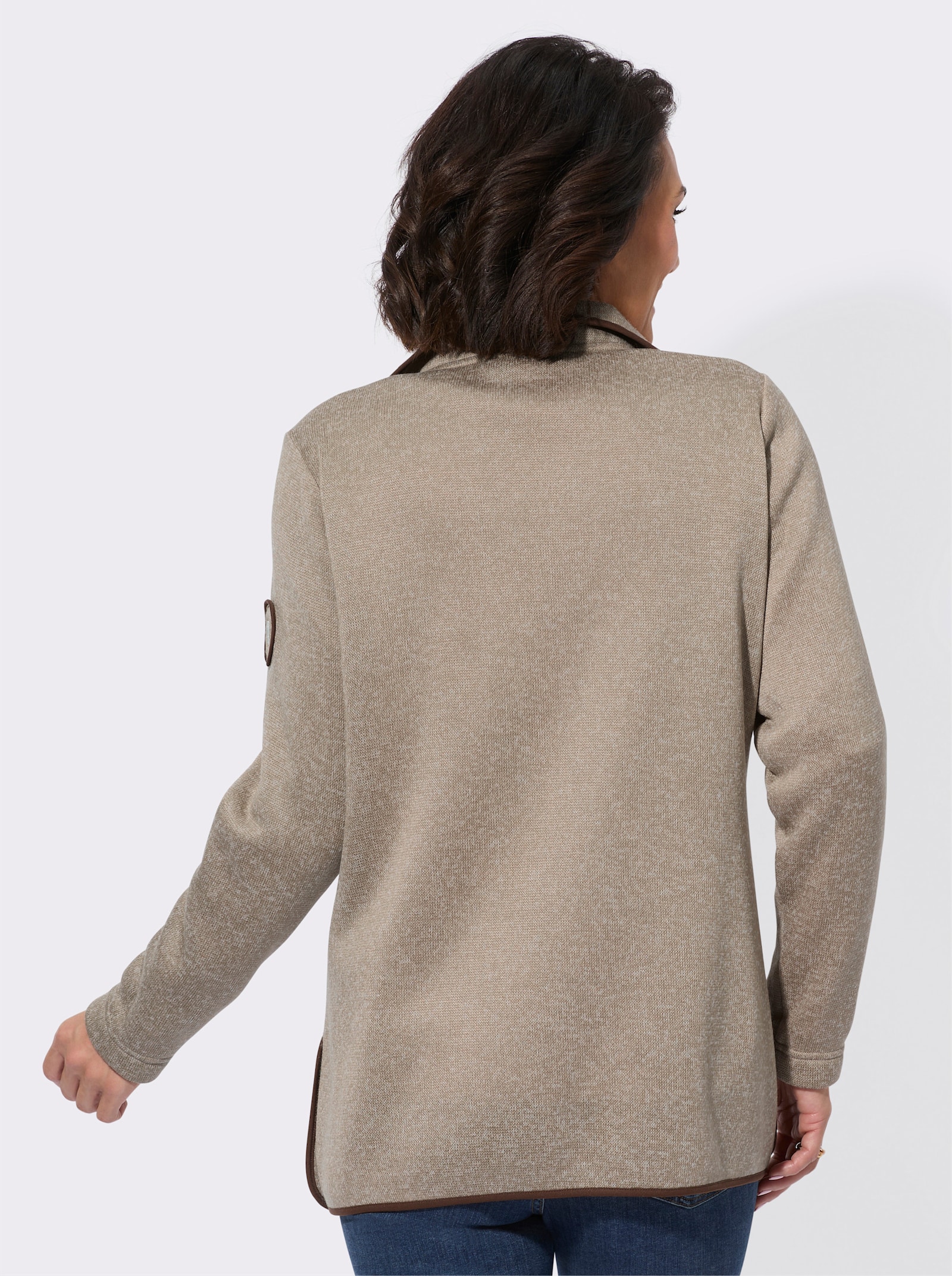 Fleecejacke mit hohen Seitenschlitzen - sesam-meliert