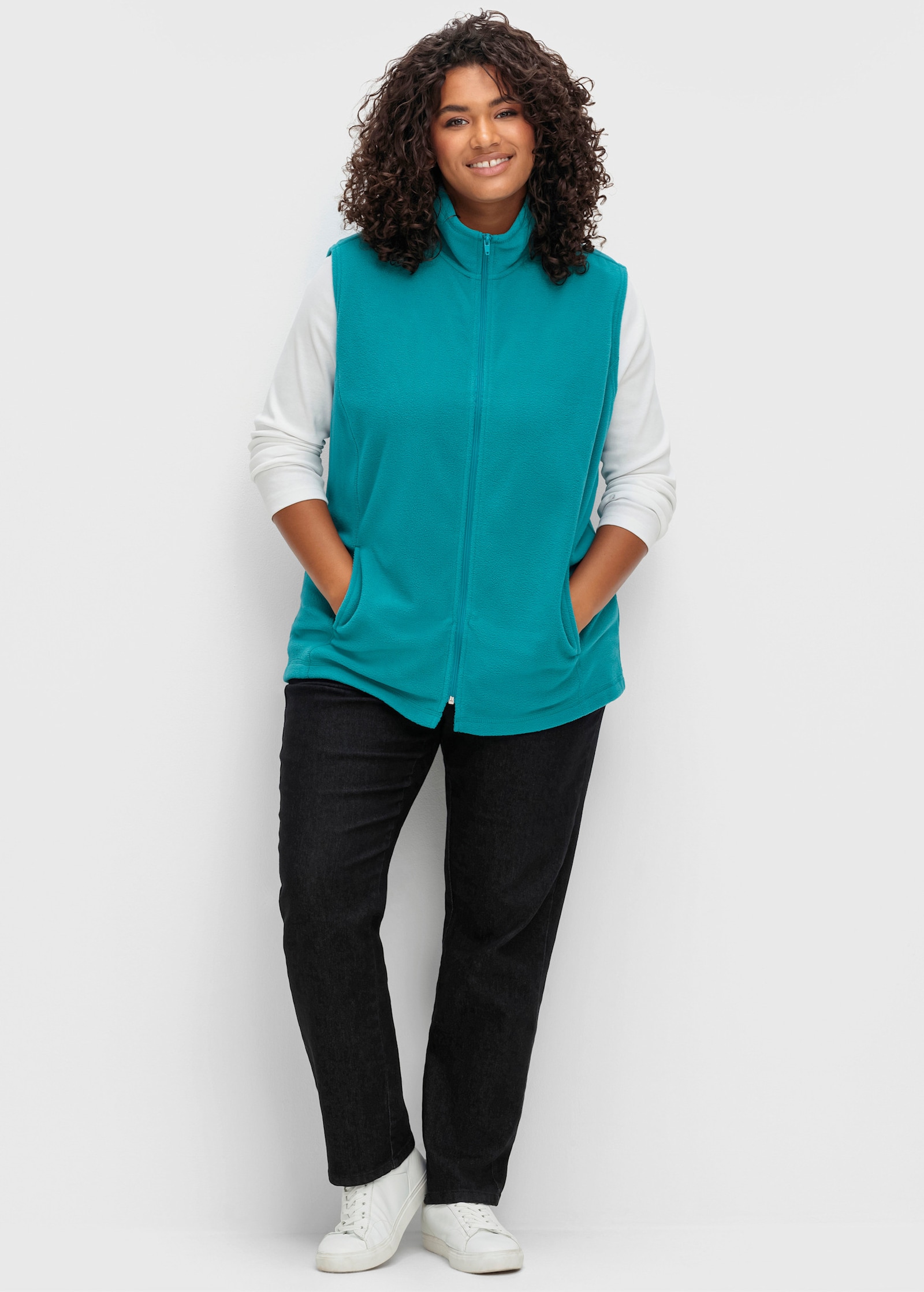 Fleeceweste mit Antipilling-Ausrüstung - petrol