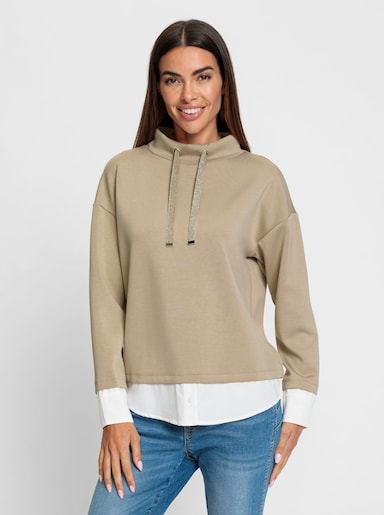 heine Stehkragenshirt in 2-in-1 Optik - sesam