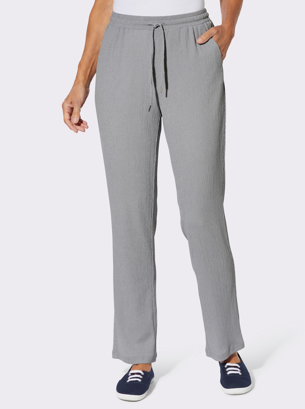 Schlupfhose in Crinkle-Qualität - steingrau