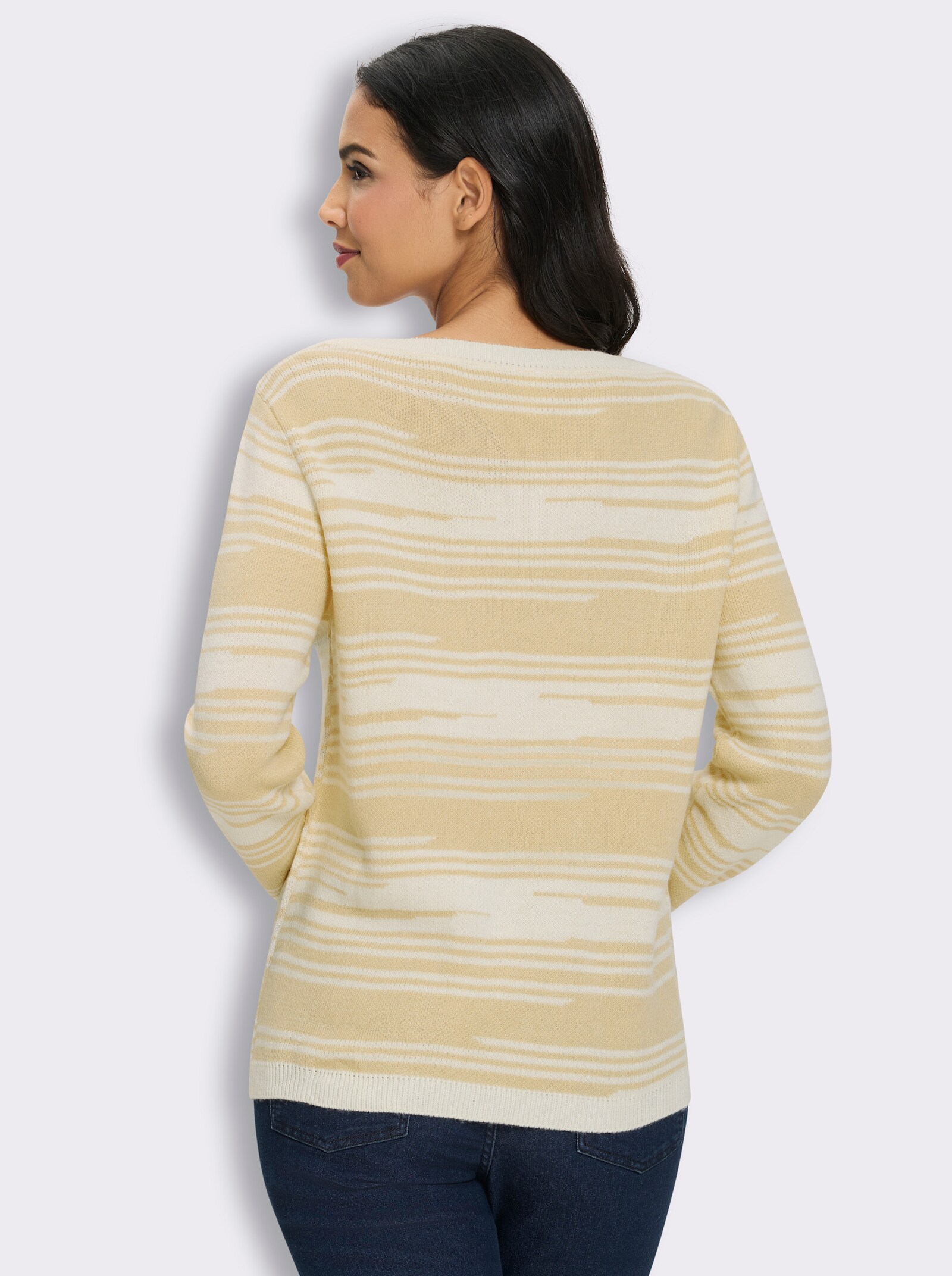 Strickpullover mit Glanzgarn - ecru-sand-gestreift