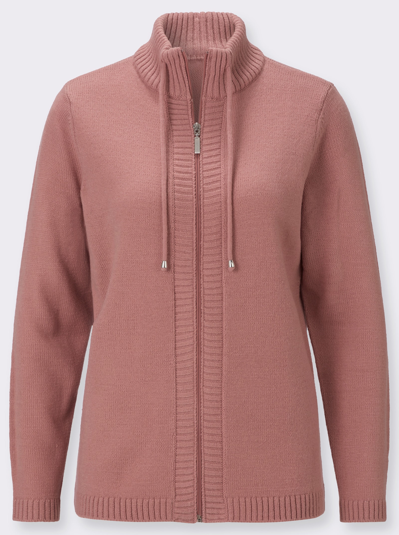 Strickjacke mit Reißverschluss - rosenholz