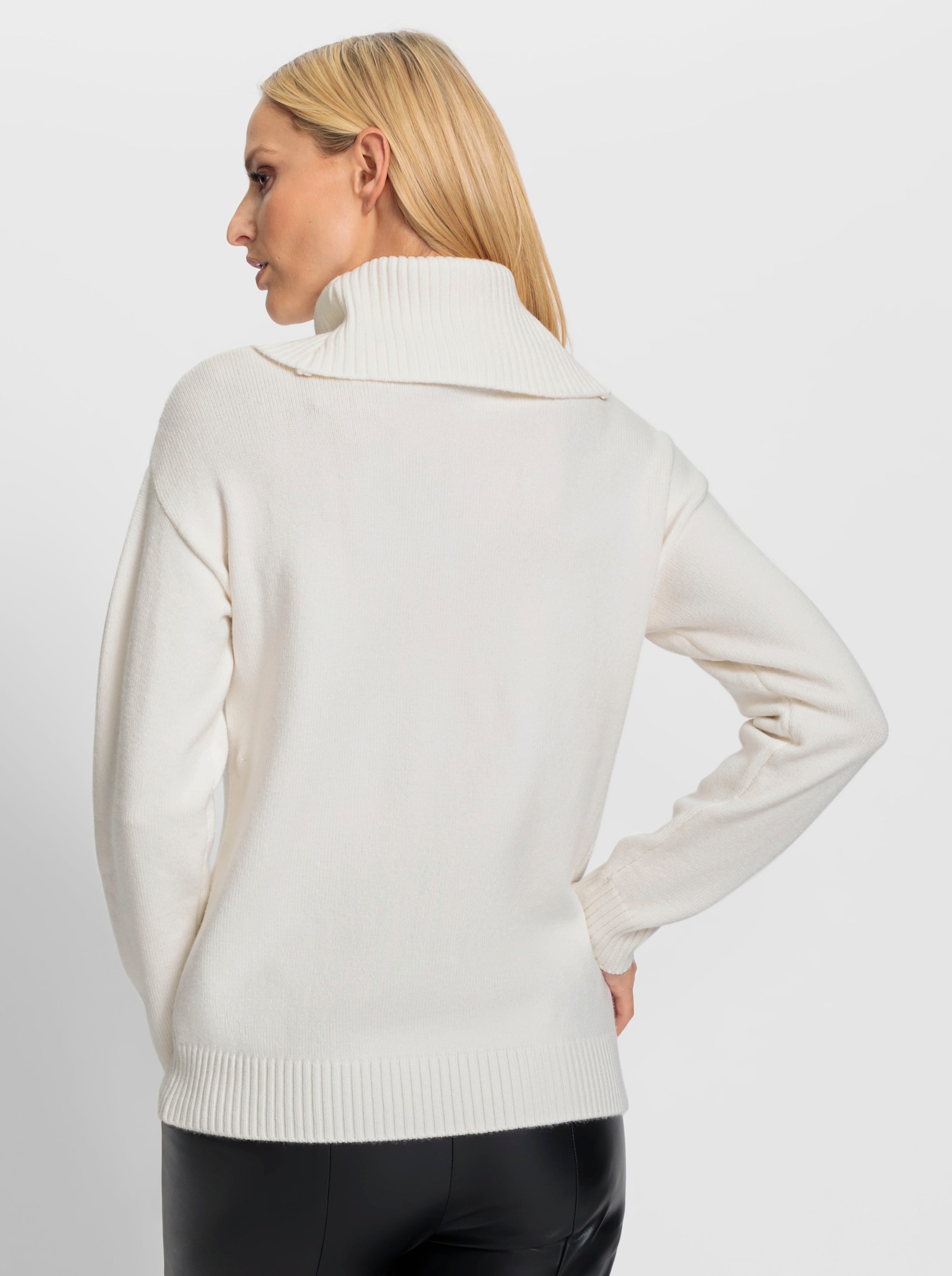 heine Rollkragenpullover mit Zopfmuster - ecru