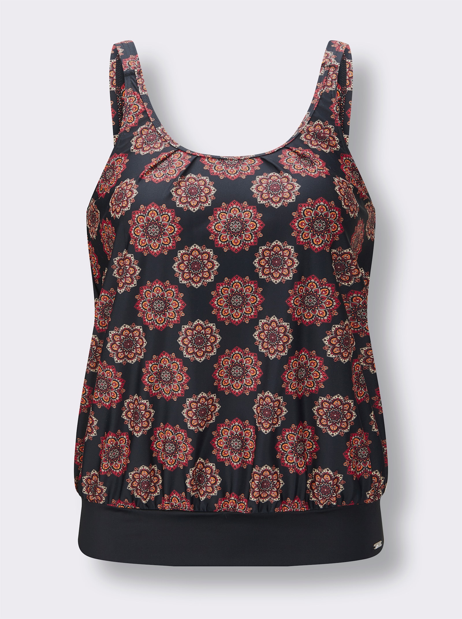 feel good Tankini-Oberteil mit Mandala-Motiven - schwarz-rot-bedruckt