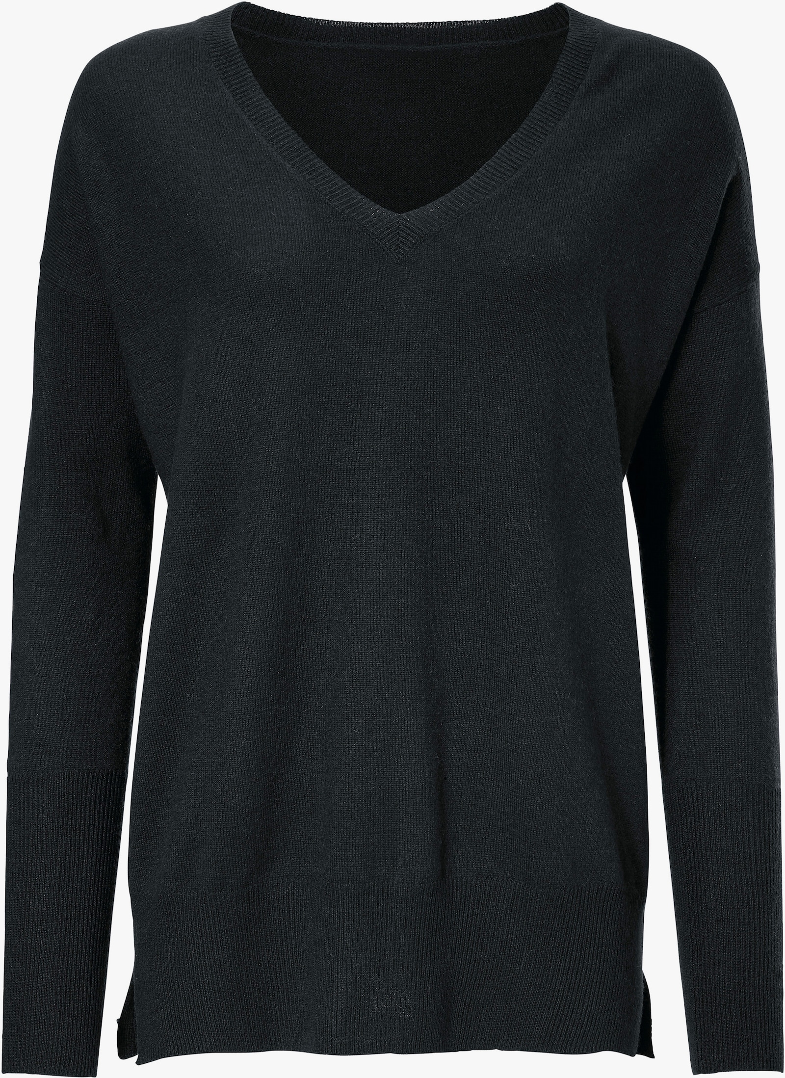 heine Kaschmirpullover mit V-Ausschnitt - schwarz