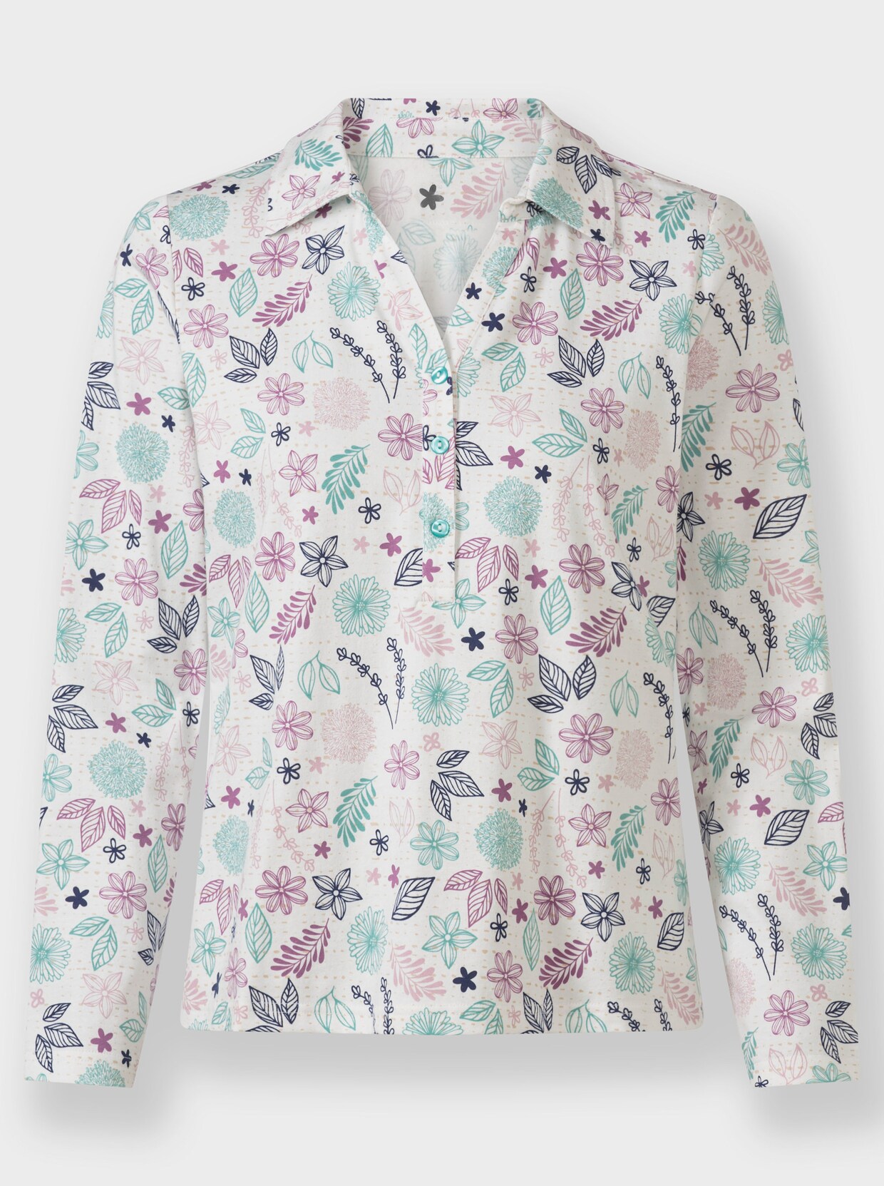 Poloshirt - ecru-mauve-bedruckt