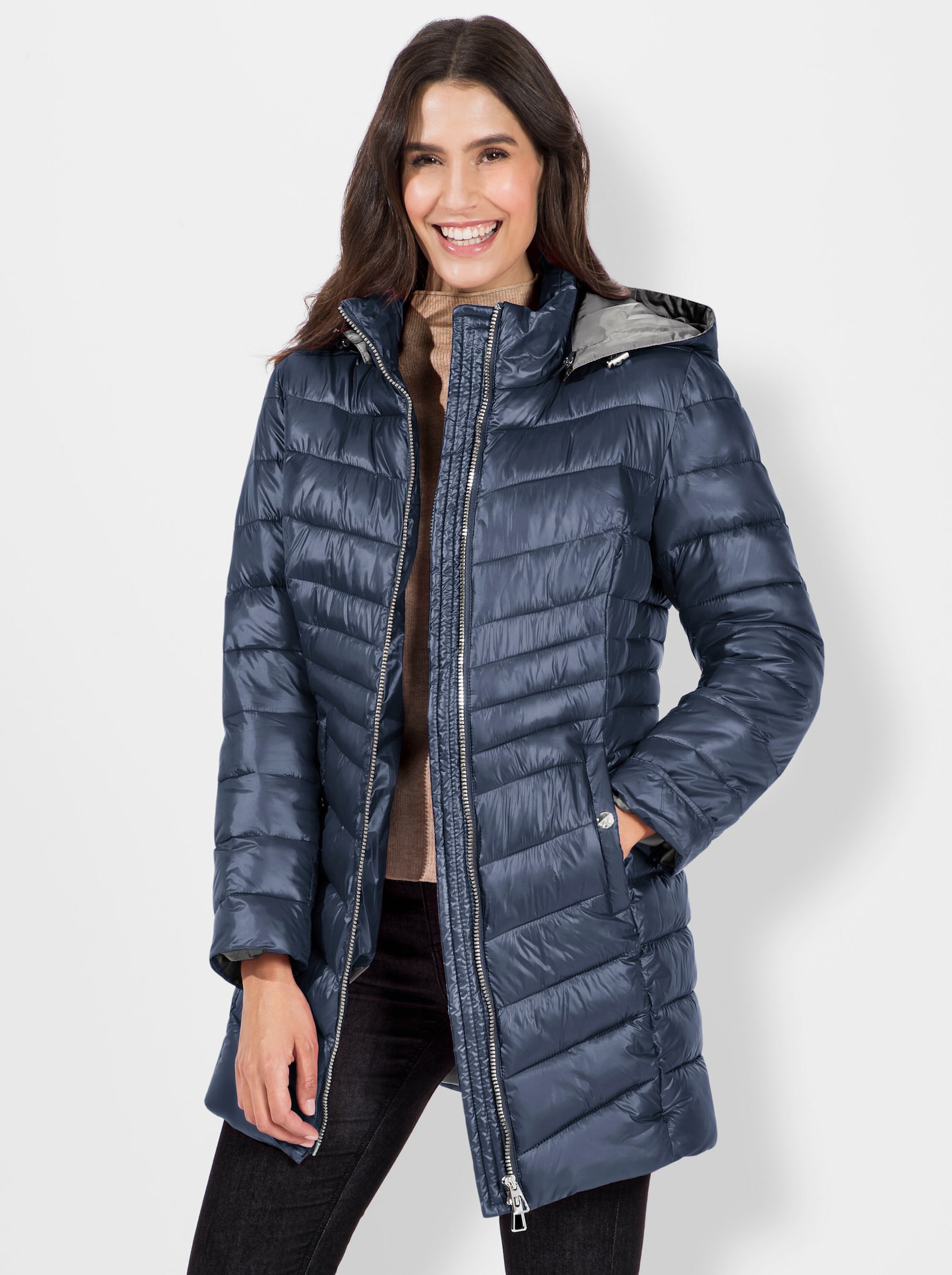 Steppjacke mit dezentem Glanz - rauchblau