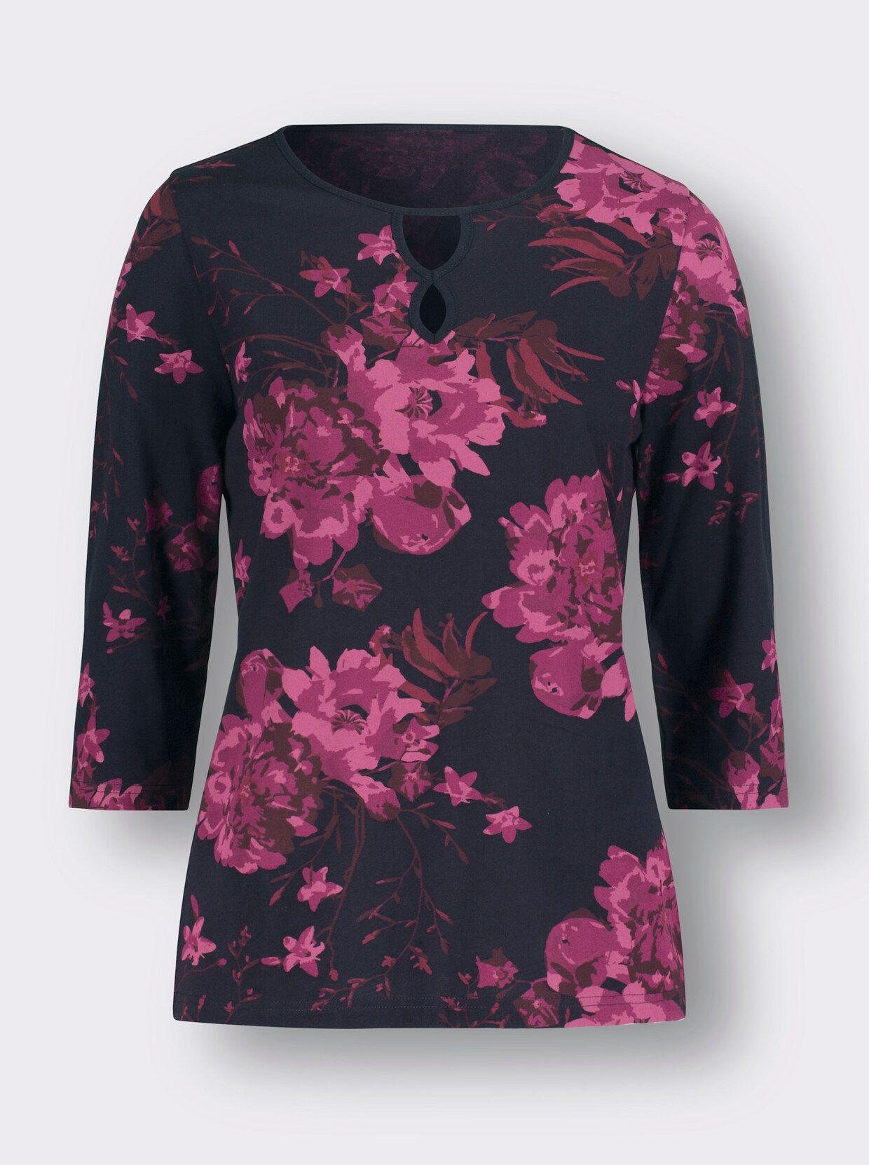 Shirt met 3/4-mouw - marine/mauve bedrukt