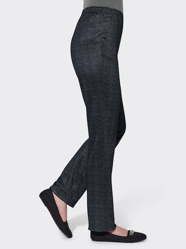 Schlupfhose im Muster-Dessin, innen angeraut - rauchblau-gemustert