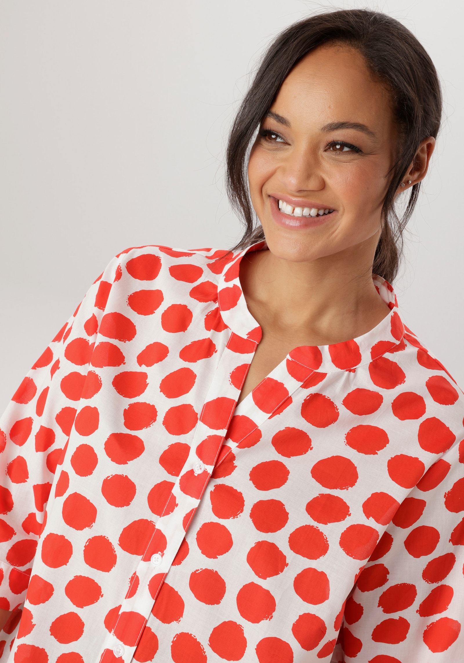 Aniston PLUS Longbluse - weiß-rot