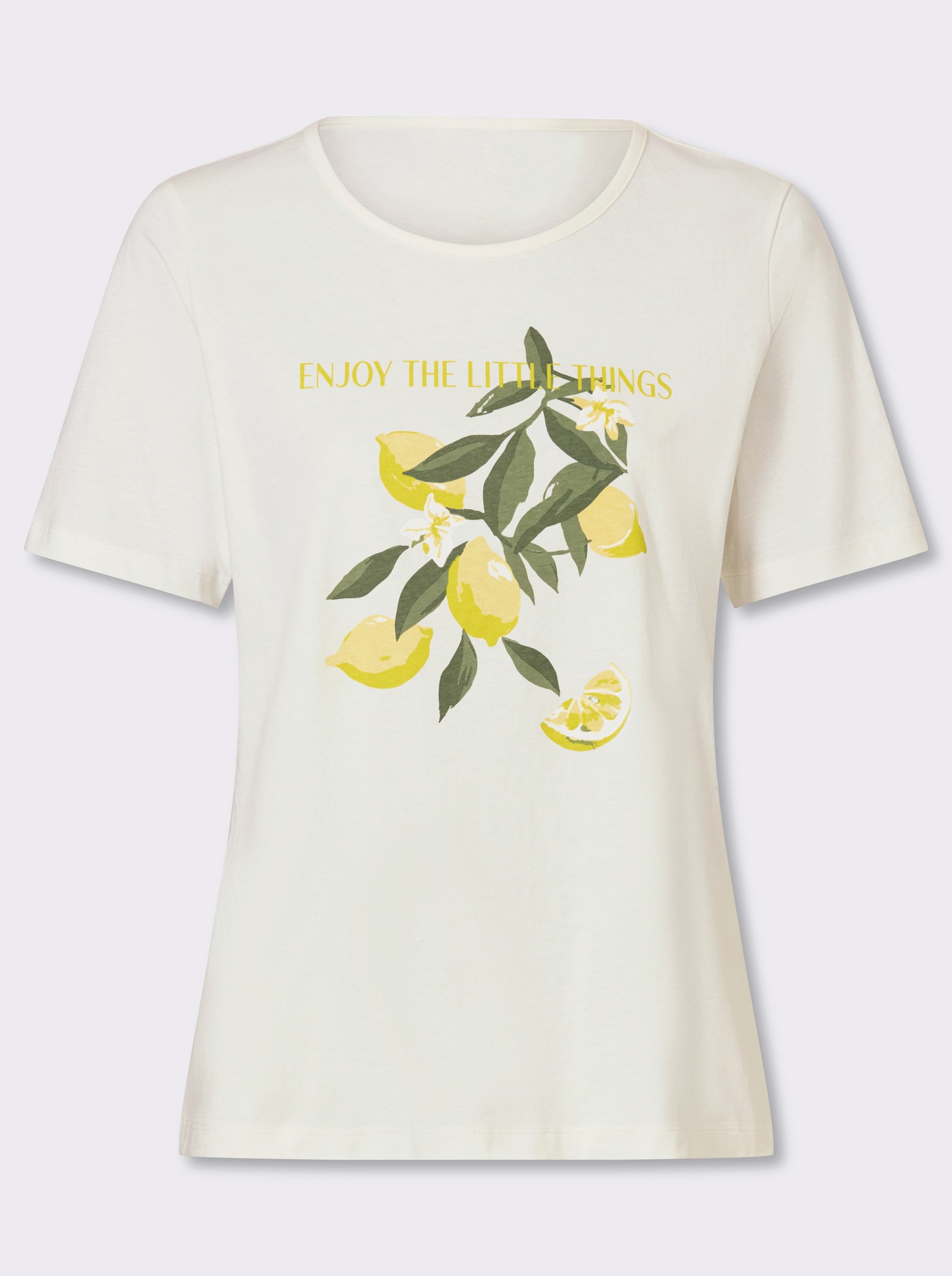 Kurzarmshirt mit Zitronen-Motiv - ecru-zitrone-bedruckt
