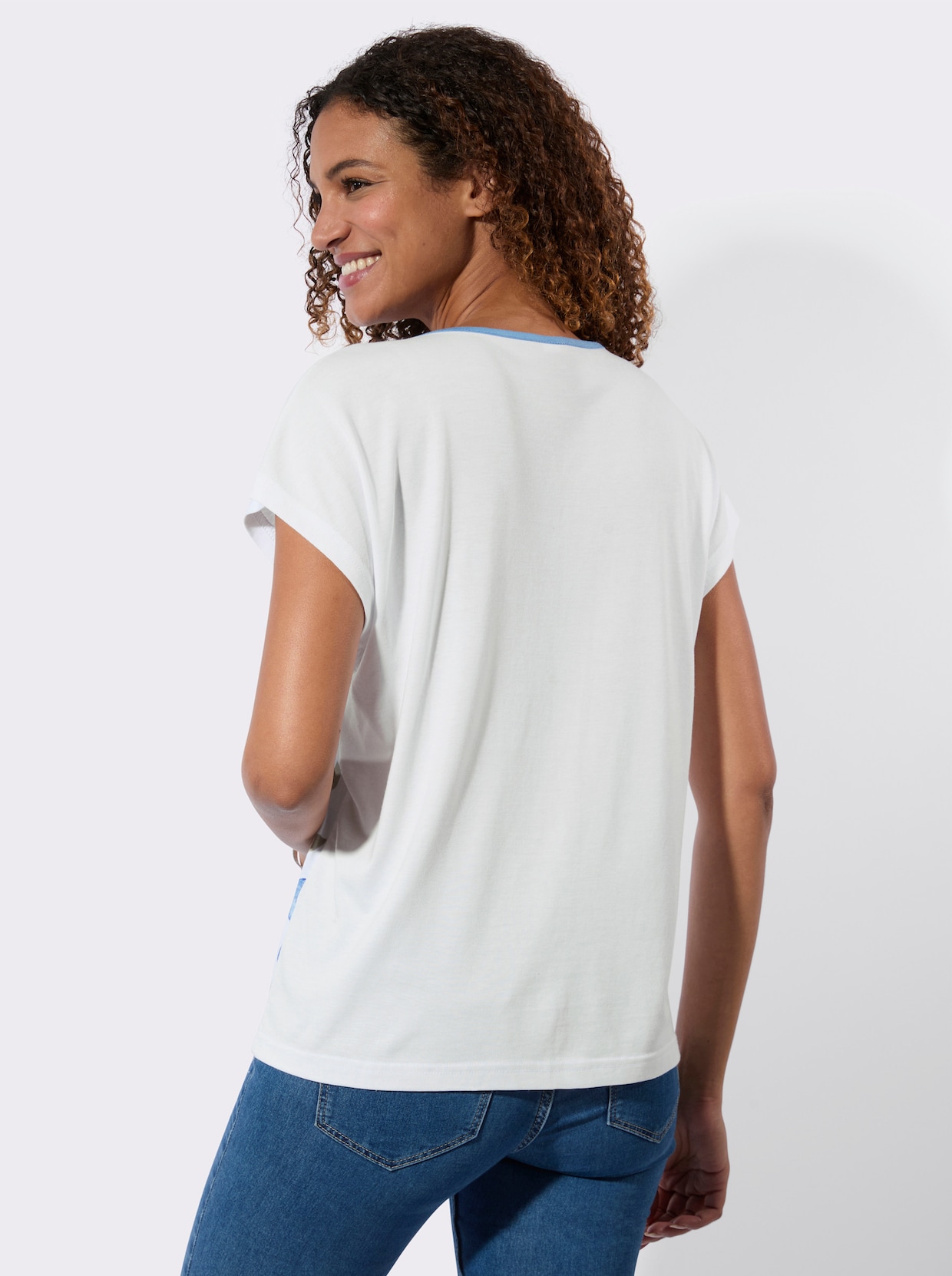 Shirt - weiß-mittelblau