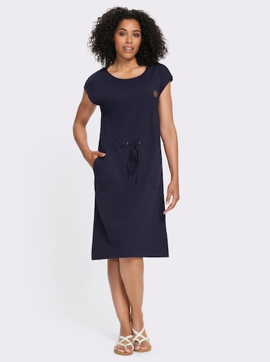 Jerseykleid mit Bindeband - marine