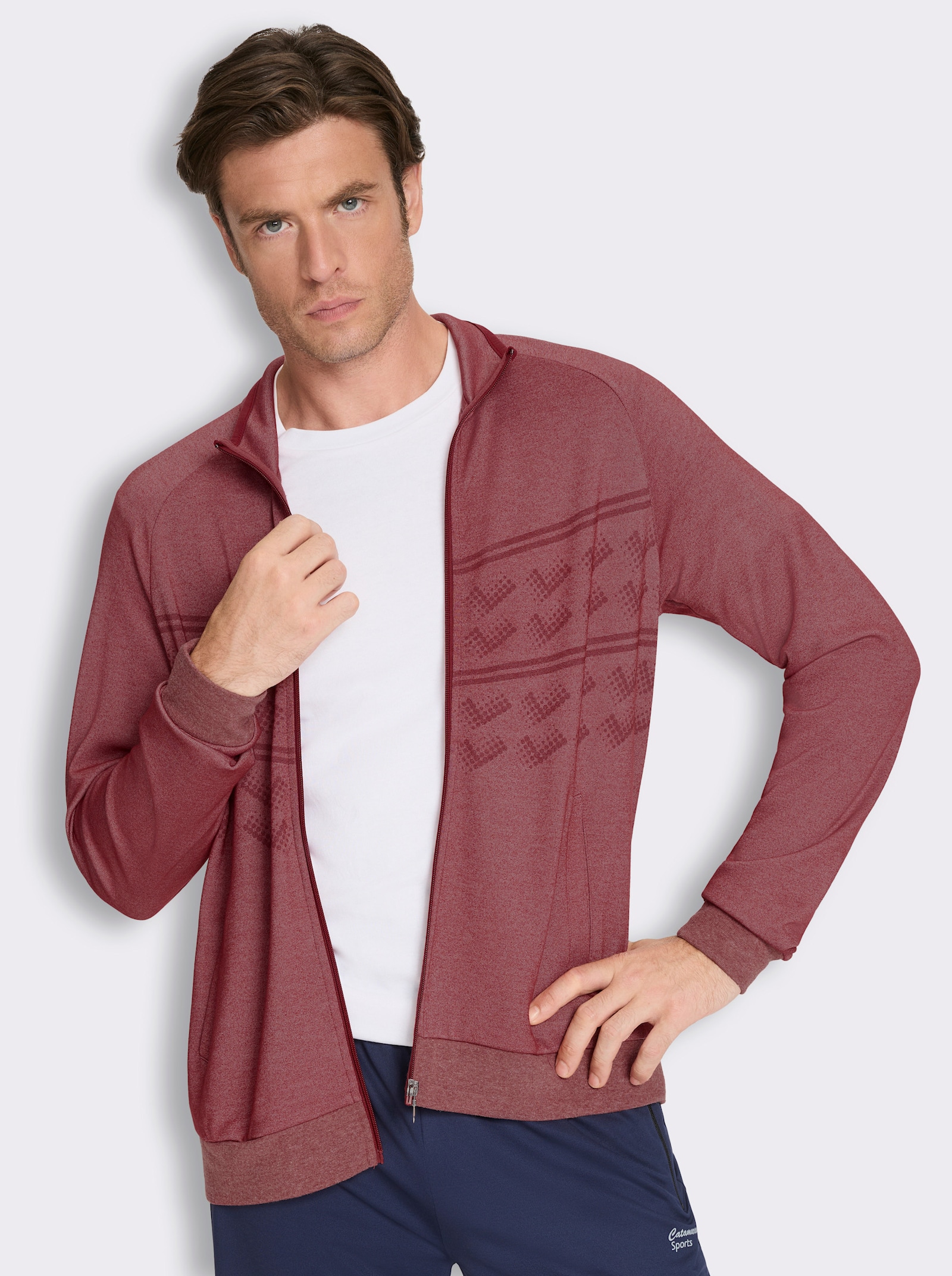 Catamaran Sports Sweatjacke mit Bündchenabschluss - dunkelrot-meliert