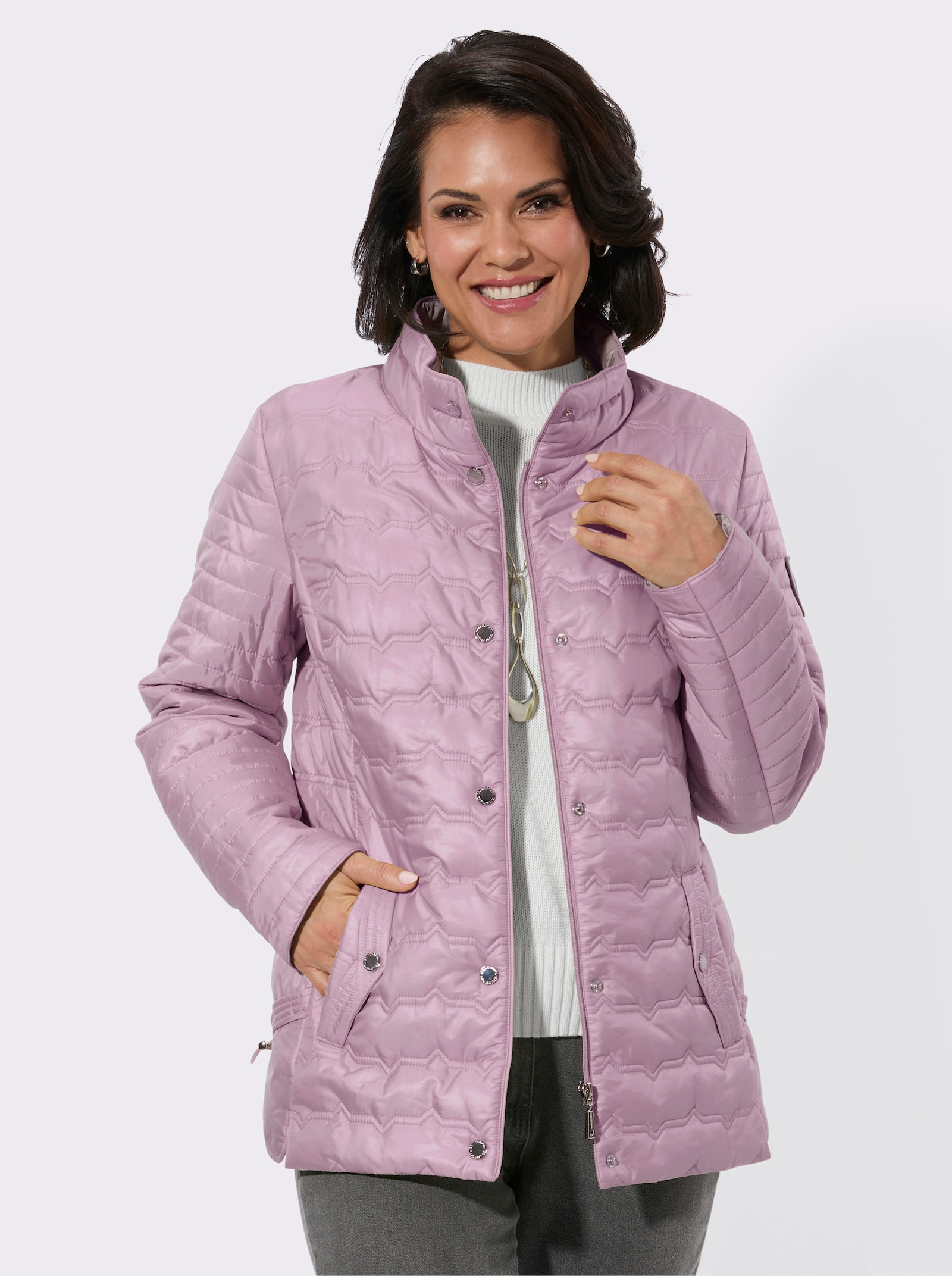 Steppjacke in kontrastreicher Verarbeitung - mauve