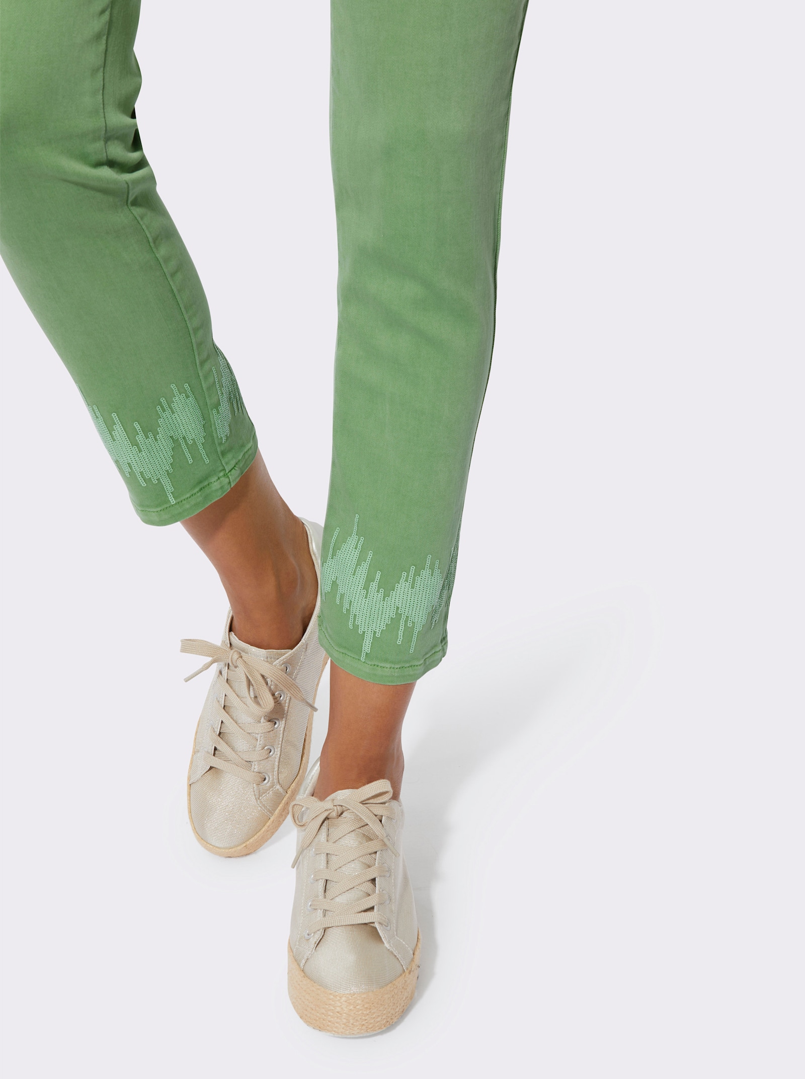 5-Pocket-Hose mit Pailletten - apfel