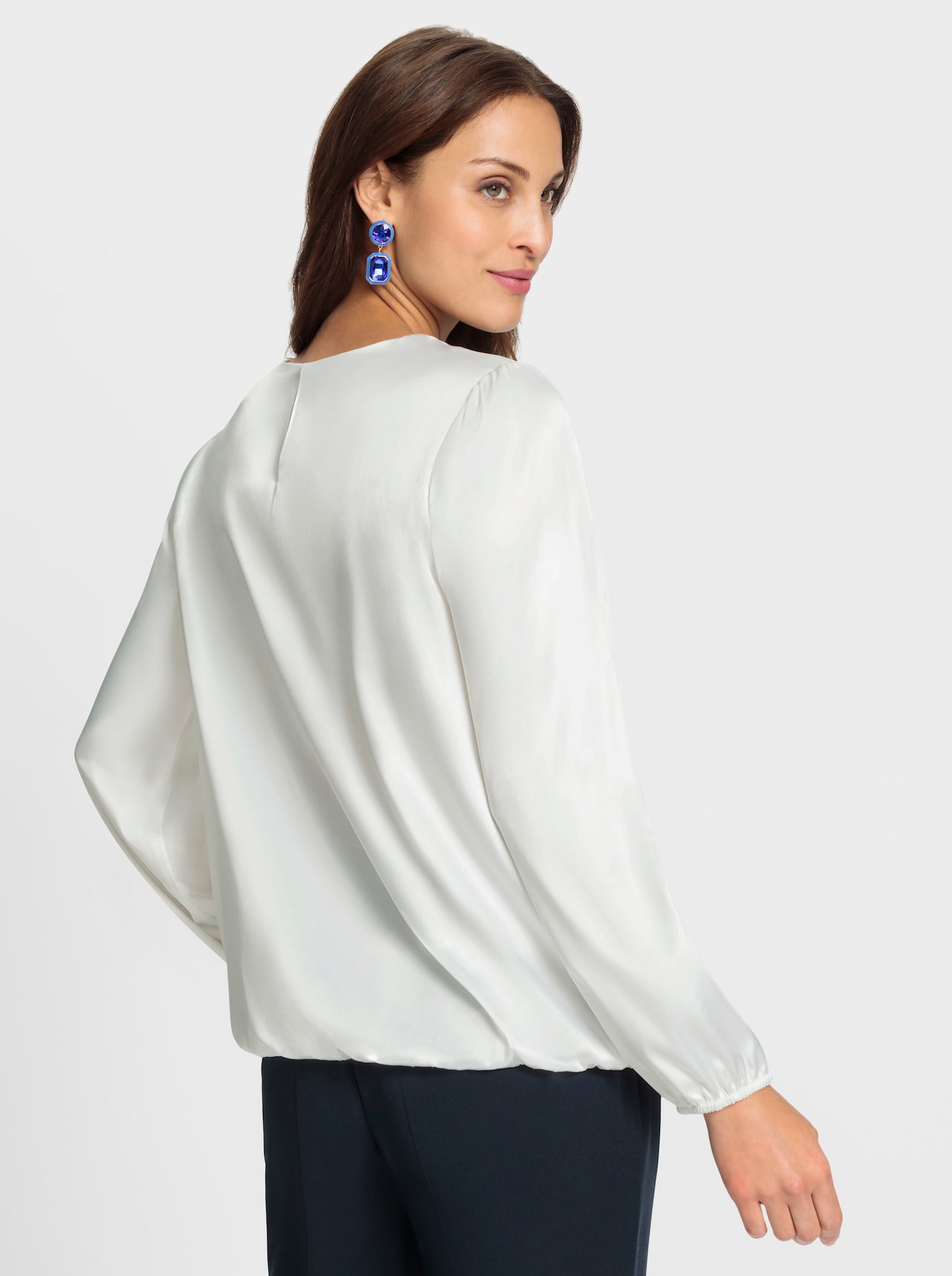 Satinbluse mit Raffungen - ecru