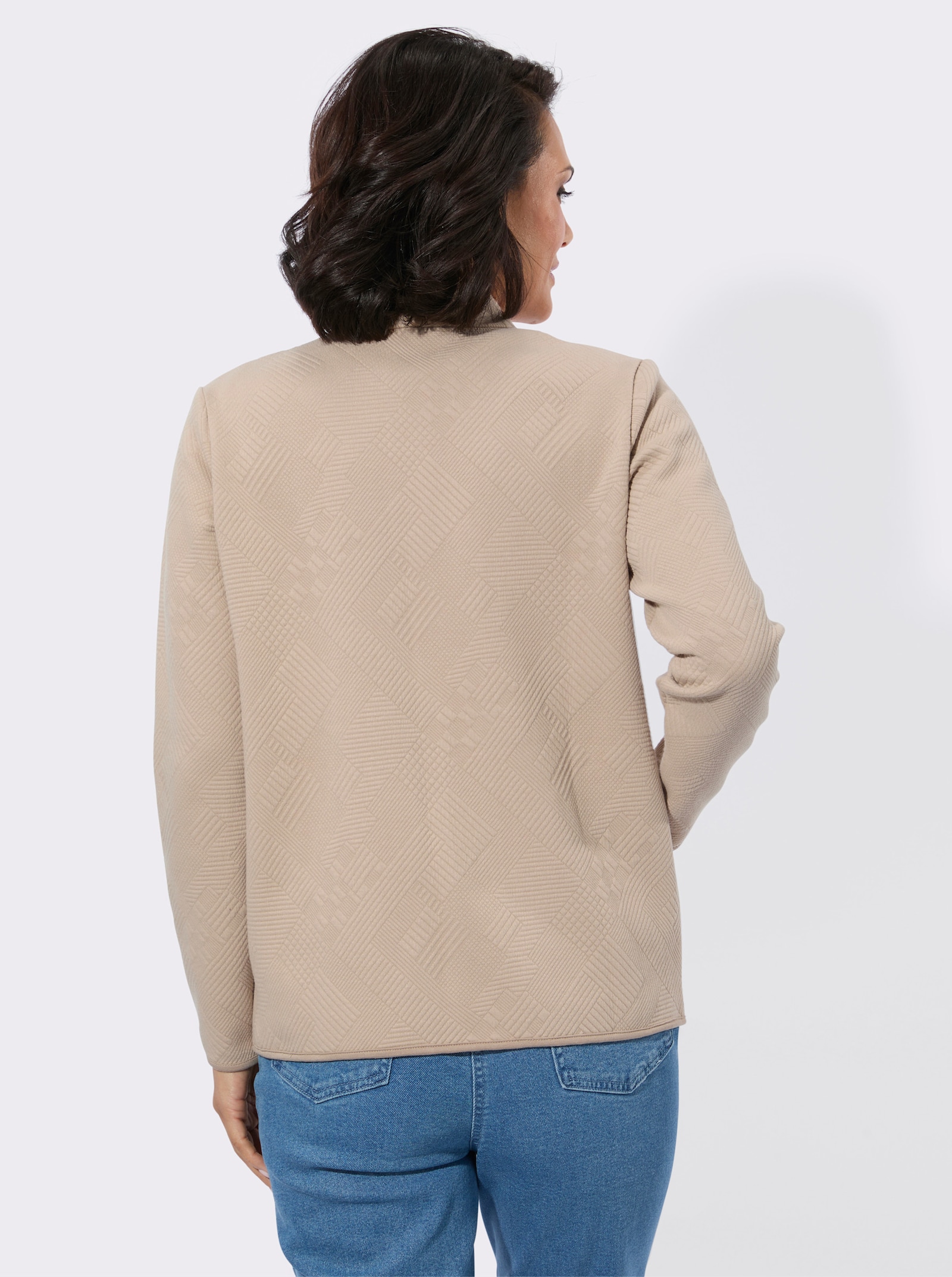 Shirtjacke im Jacquard-Mustermix - beige
