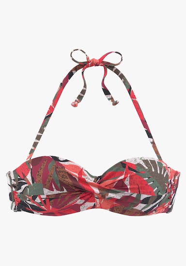 LASCANA haut de bikini bandeau à armatures - rouge imprimé