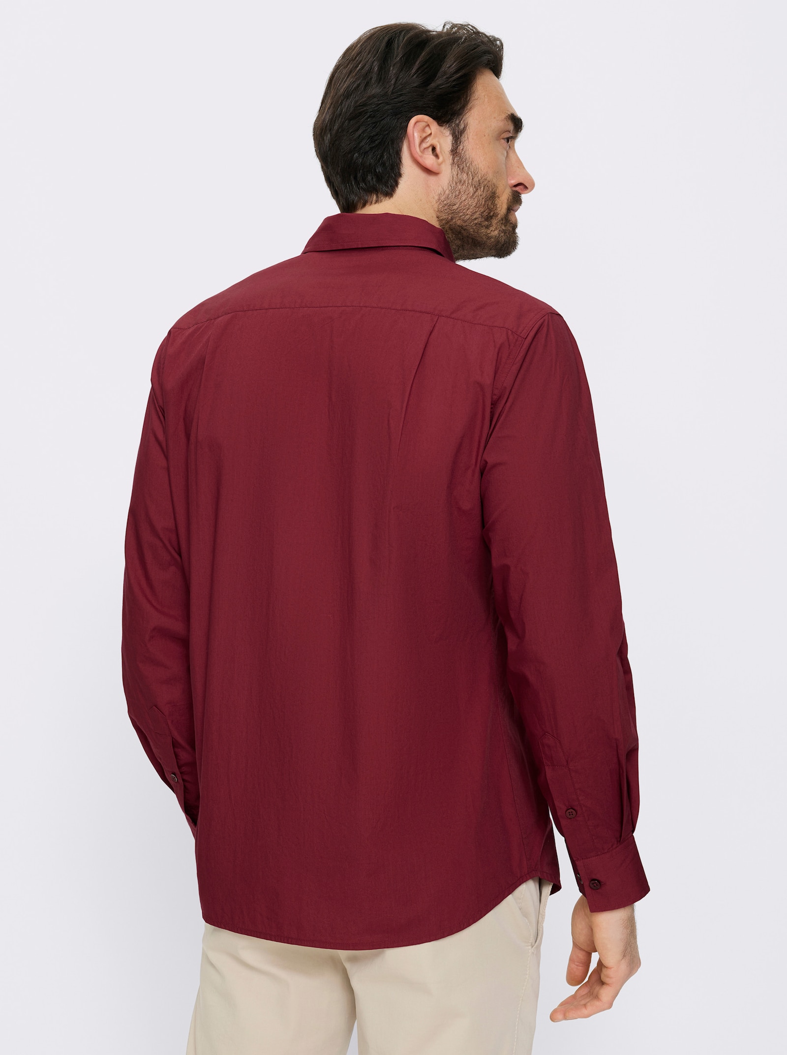 Catamaran Langarmhemd mit Brusttasche - dunkelrot