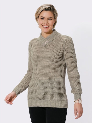 Pullover - beige-steingrau-meliert