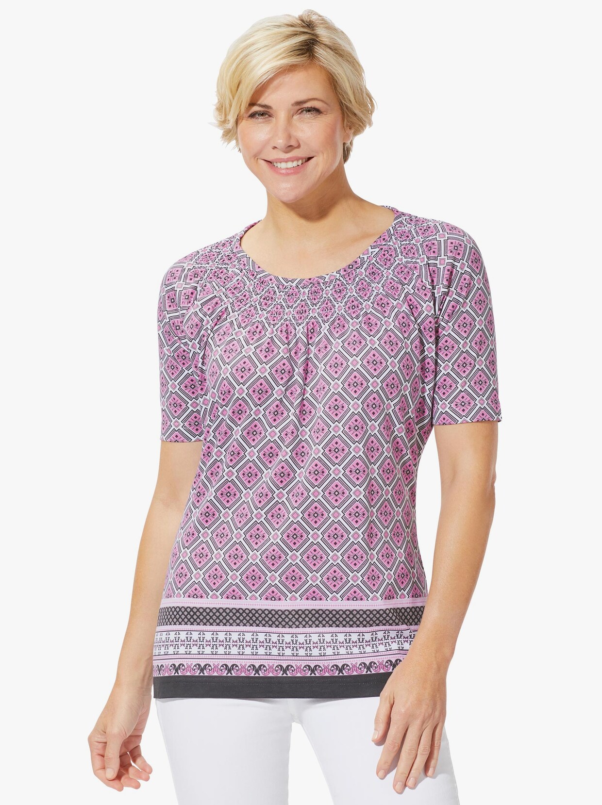 Tričko s krátkymi rukávmi - Ružový vzor