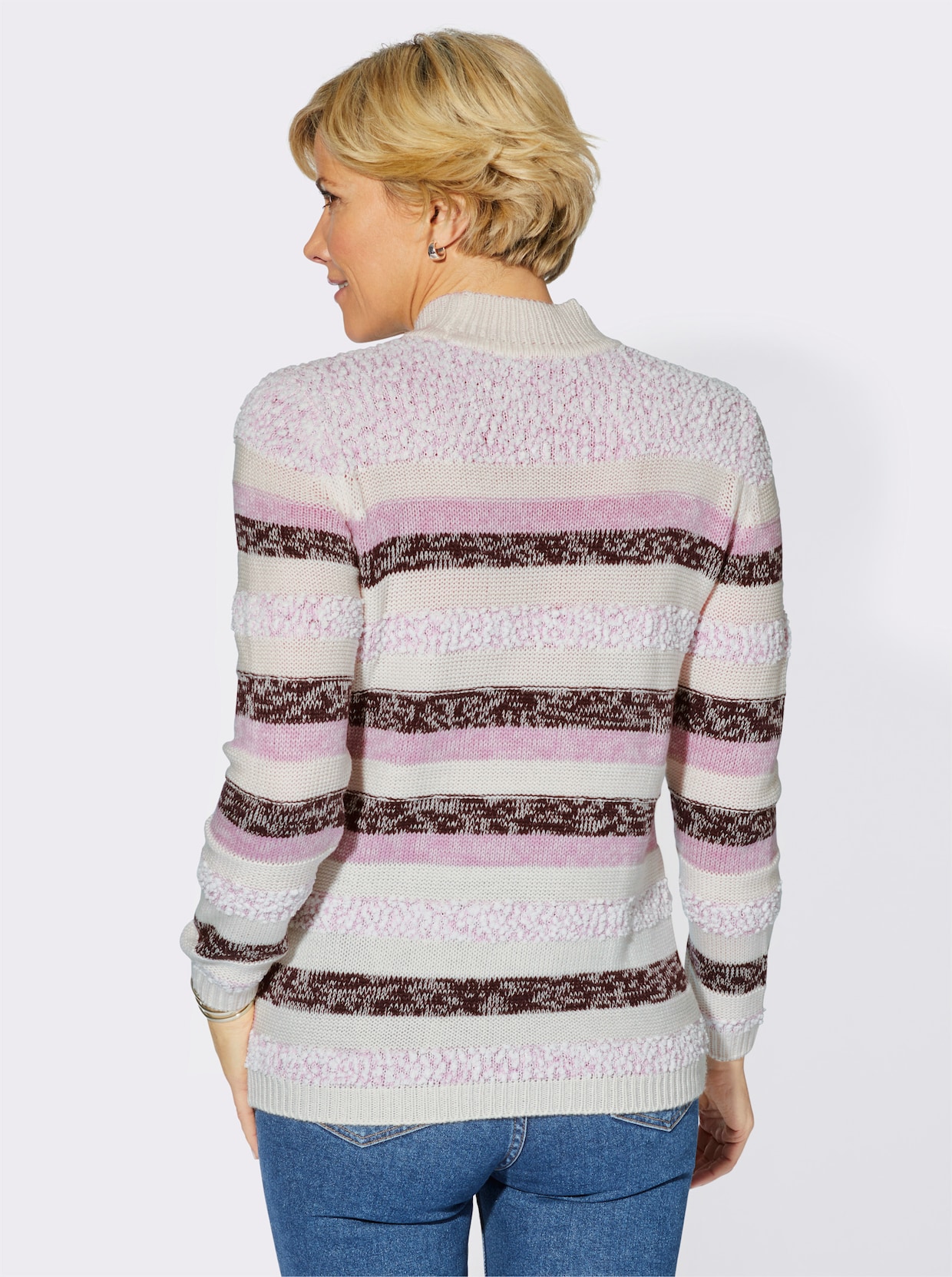 Gestreepte pullover - roze/ecru gestreept